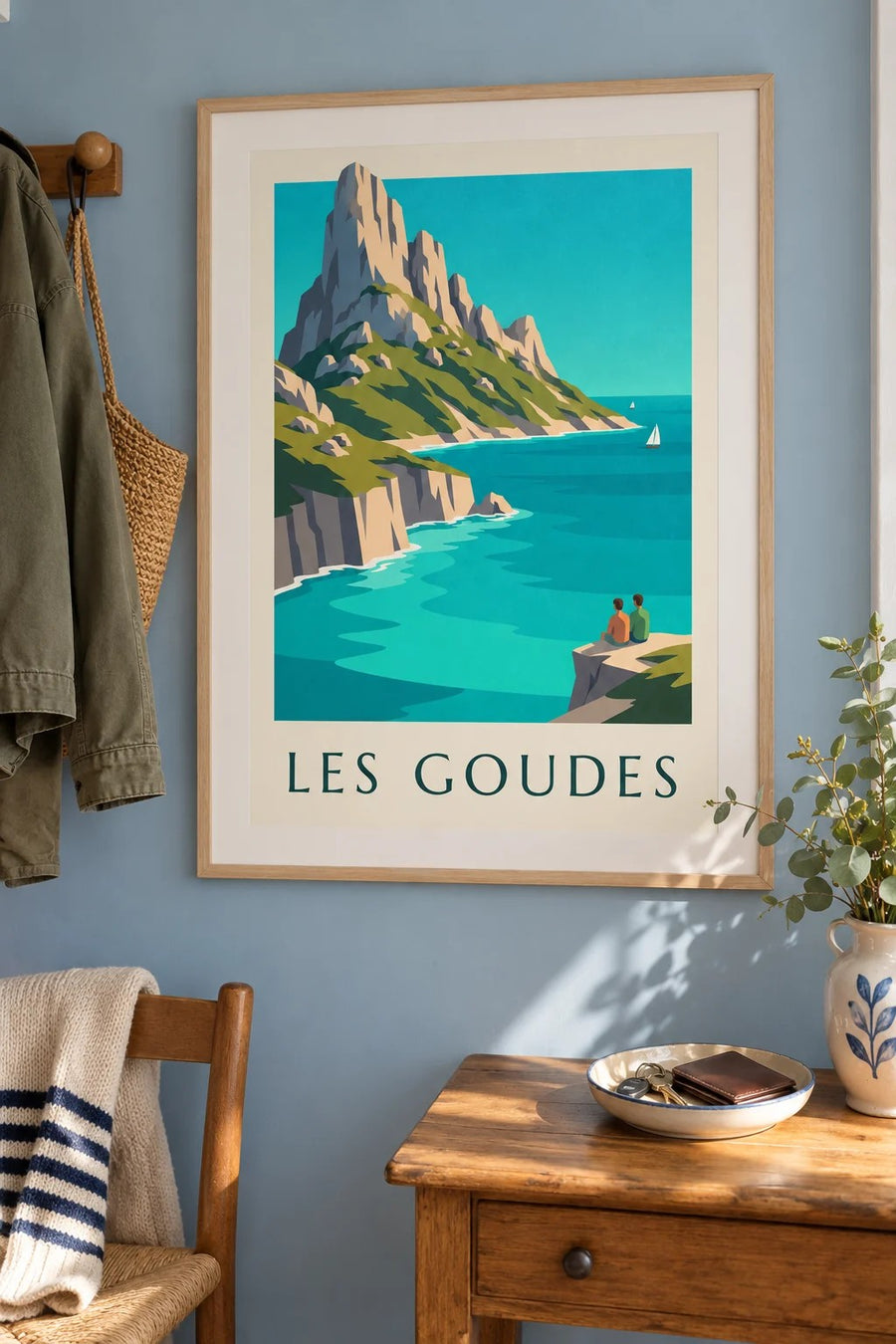 Poster Insel Maïre vor Les Goudes, türkisfarbenes Wasser : gerahmt an der Wand