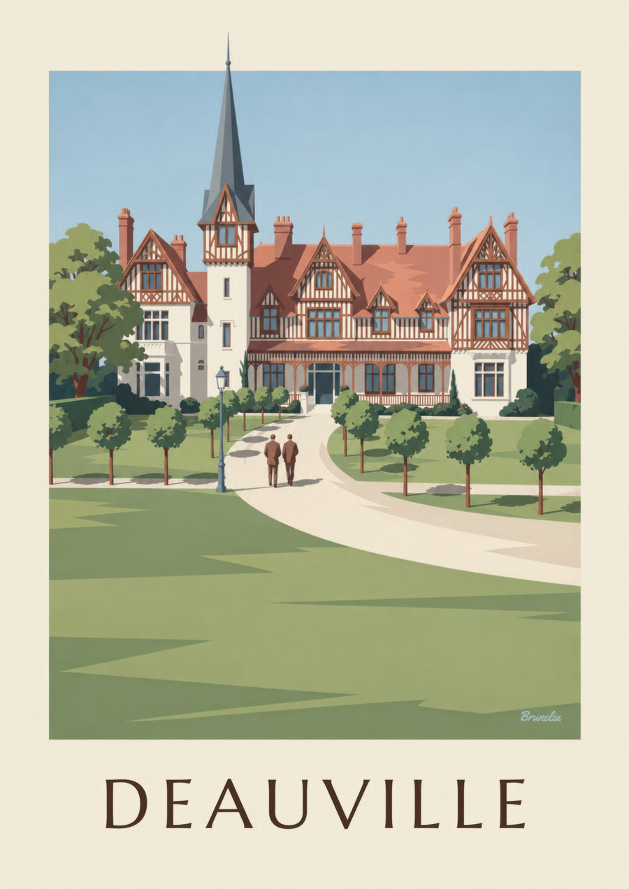 Poster der Villa Strassburger in Deauville mit Fachwerk