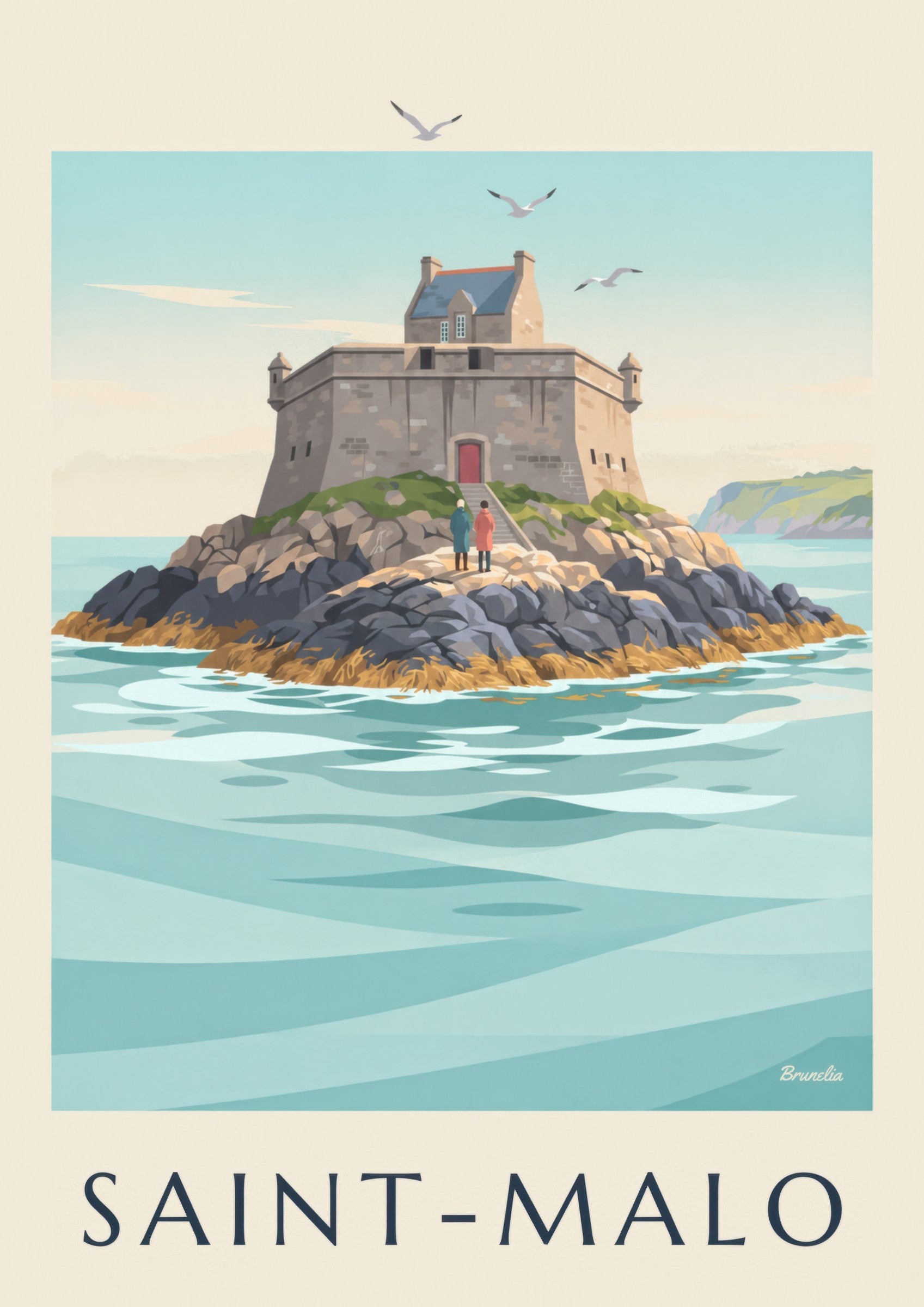 Affiche du fort du Petit Bé à Saint-Malo: Detail in Nahaufnahme