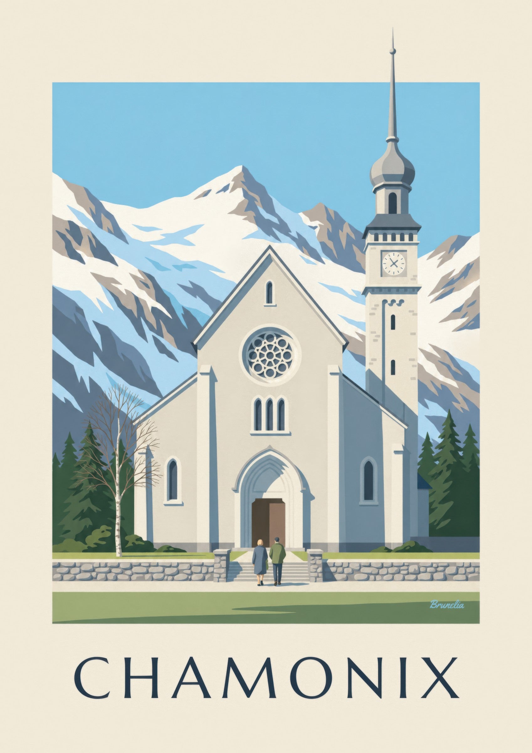 Affiche église Saint-Michel de Chamonix: Detail in Nahaufnahme