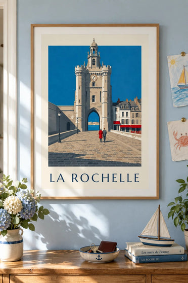 Poster des Tors der Grosse Horloge in La Rochelle : gerahmt an der Wand