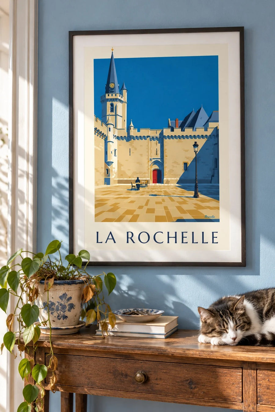 Affiche Hôtel de Ville gothique de La Rochelle : encadrée au mur