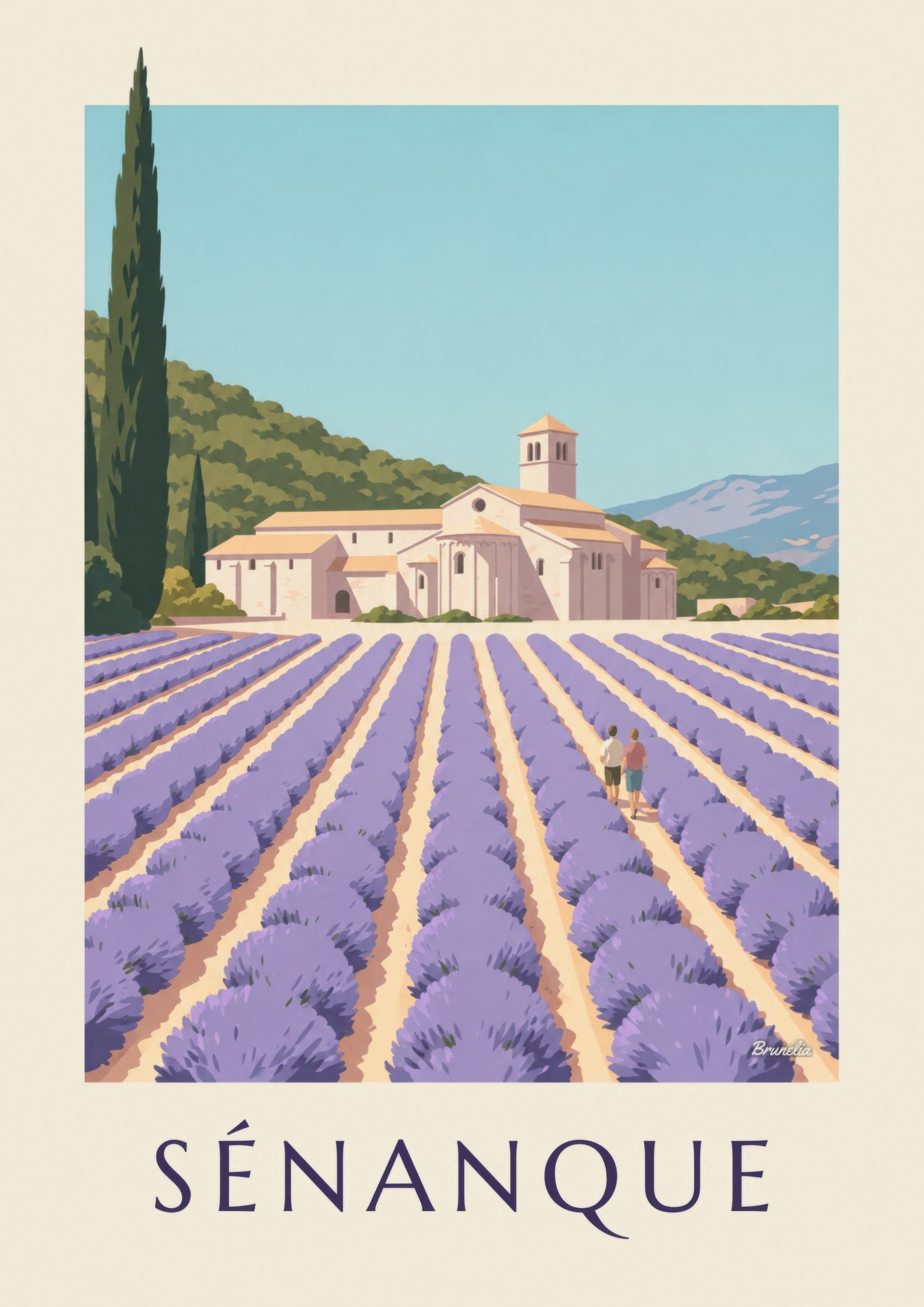 Affiche abbaye de Sénanque et lavande: Detail in Nahaufnahme