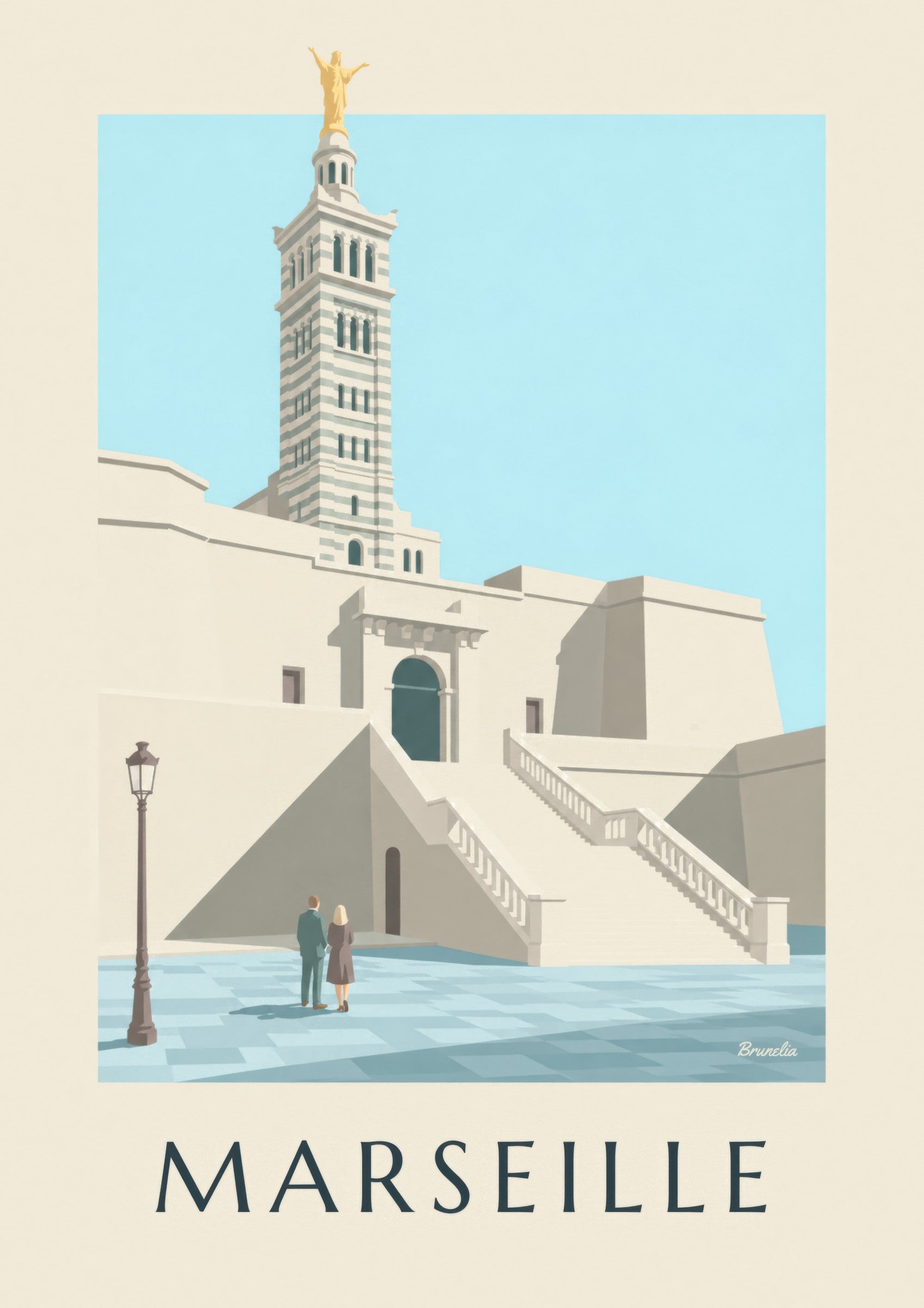 Affiche grand escalier de Notre-Dame-de-la-Garde: Detail in Nahaufnahme