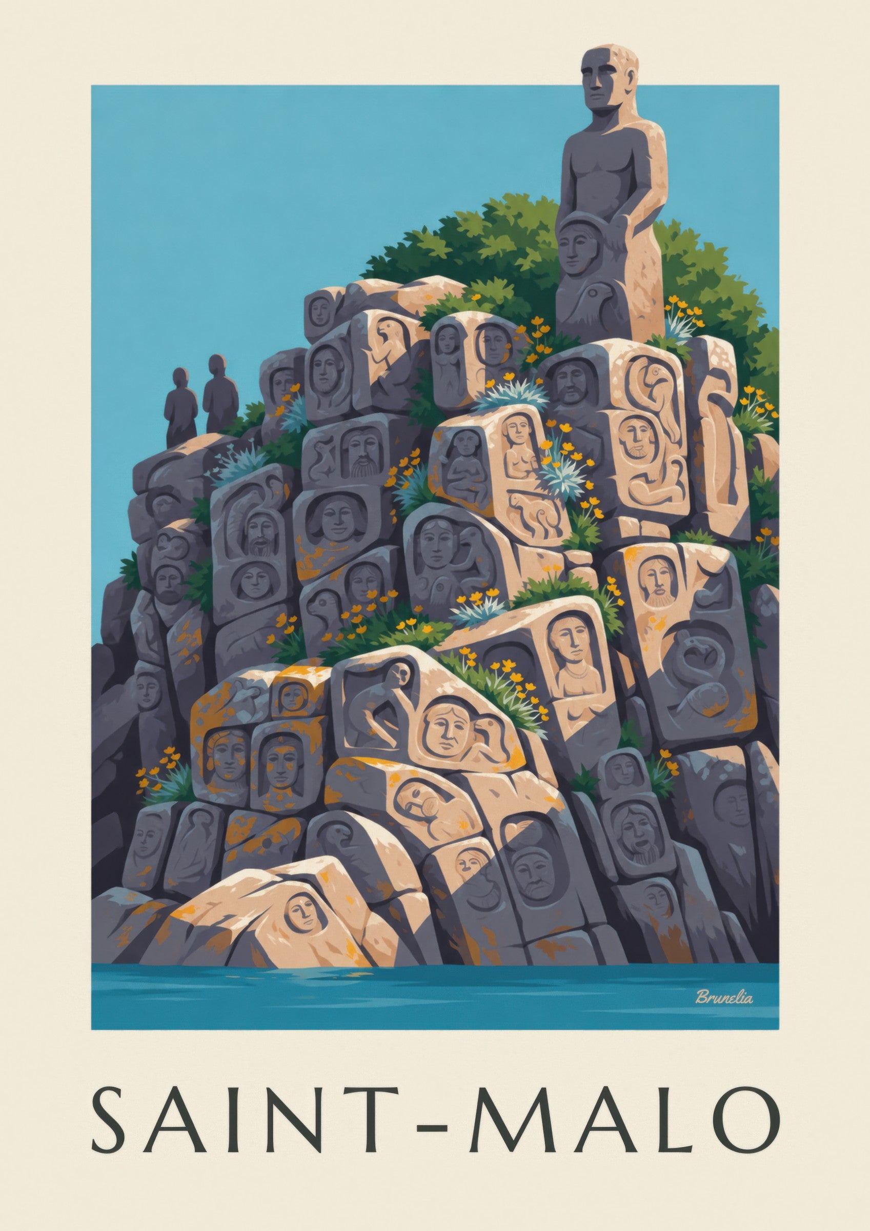 Affiche Rochers sculptés de Rothéneuf à Saint-Malo: Detail in Nahaufnahme