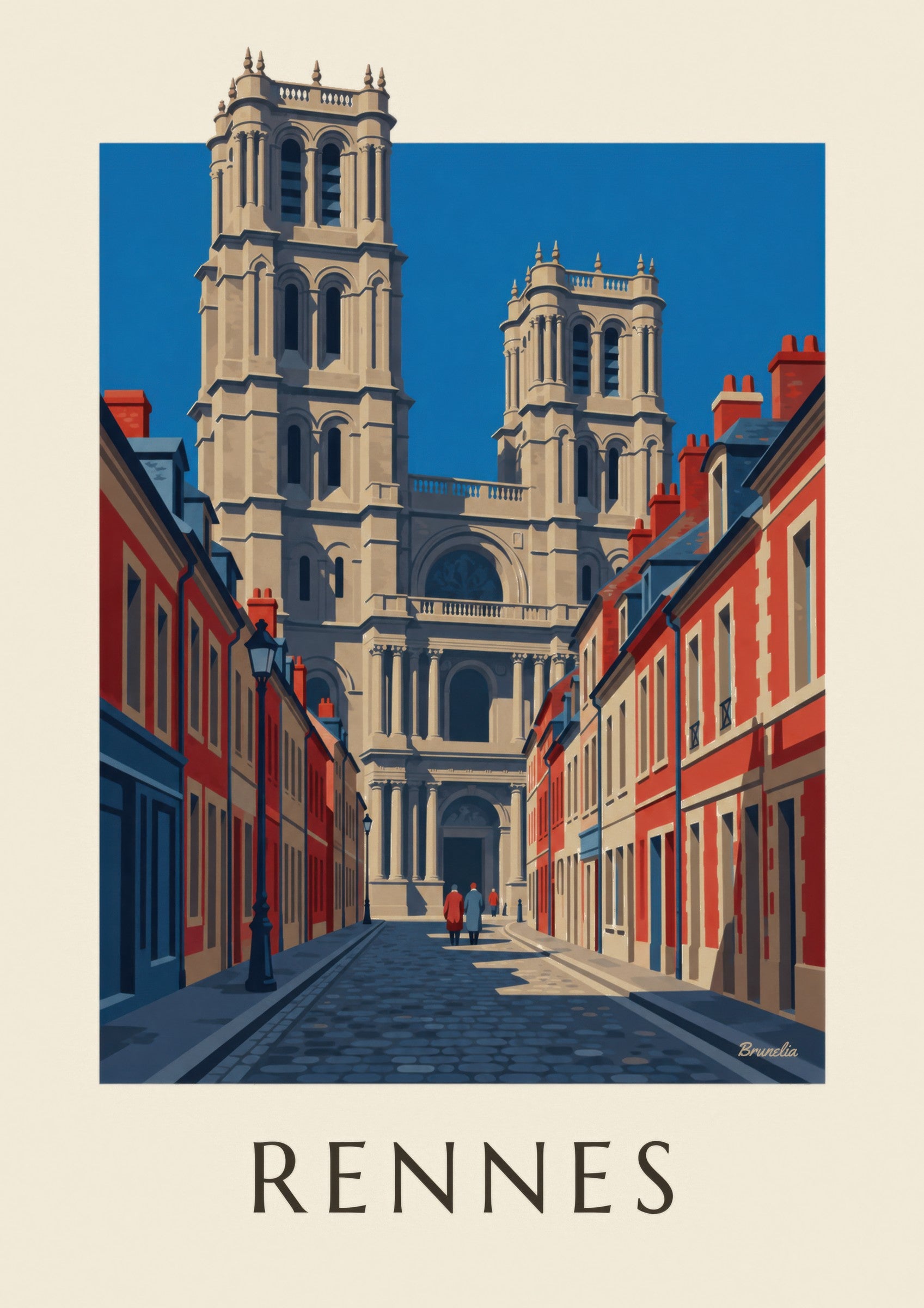 Affiche Rennes, cathédrale Saint-Pierre et ses tours: Detail in Nahaufnahme