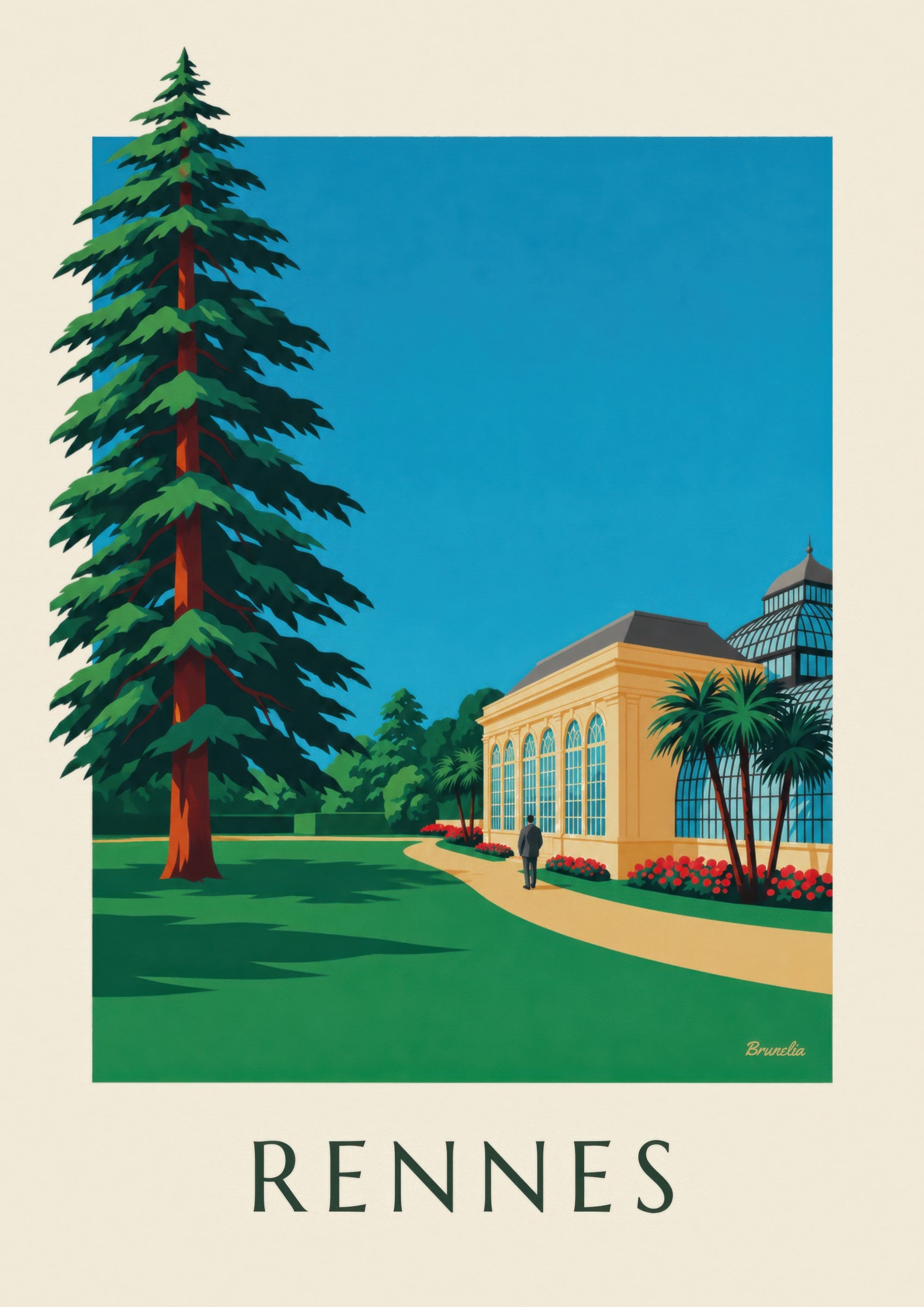 Affiche Rennes, parc du Thabor et son orangerie: Detail in Nahaufnahme