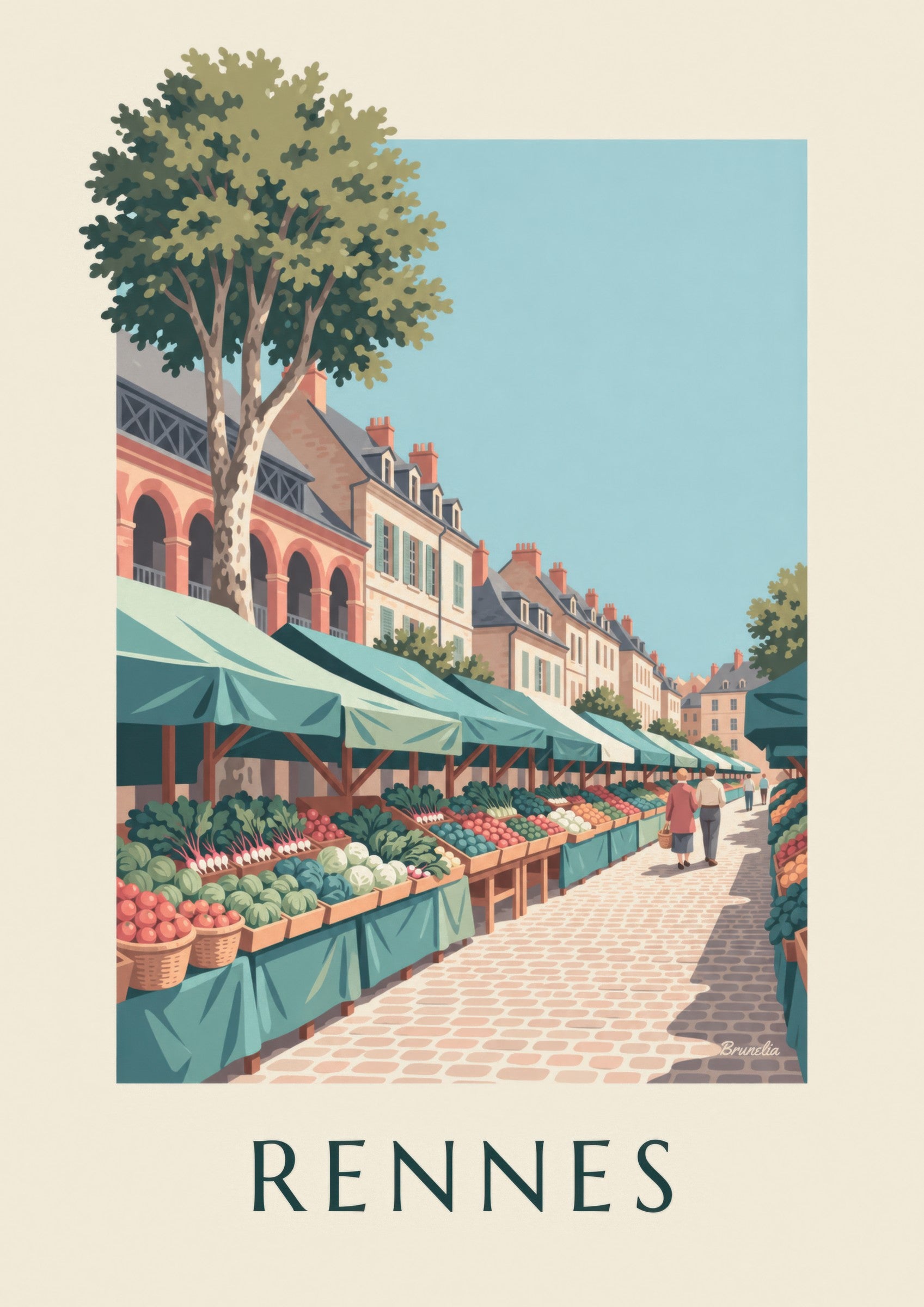 Affiche marché des Lices à Rennes: Detail in Nahaufnahme
