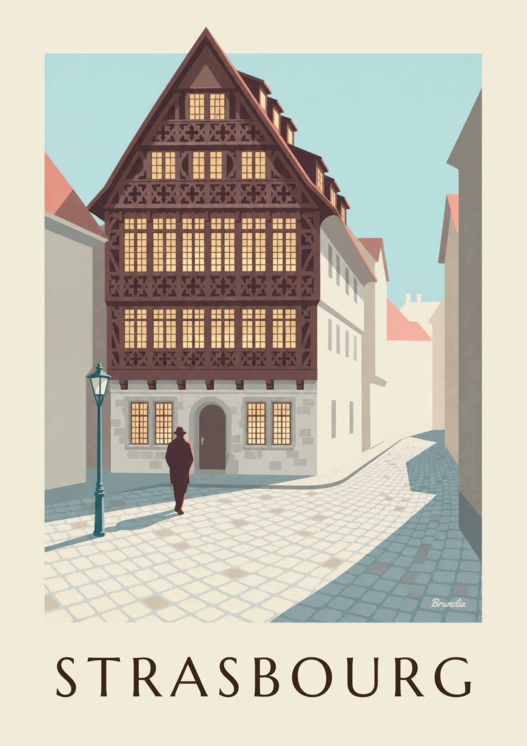 Affiche Maison Kammerzell à Strasbourg: Detail in Nahaufnahme