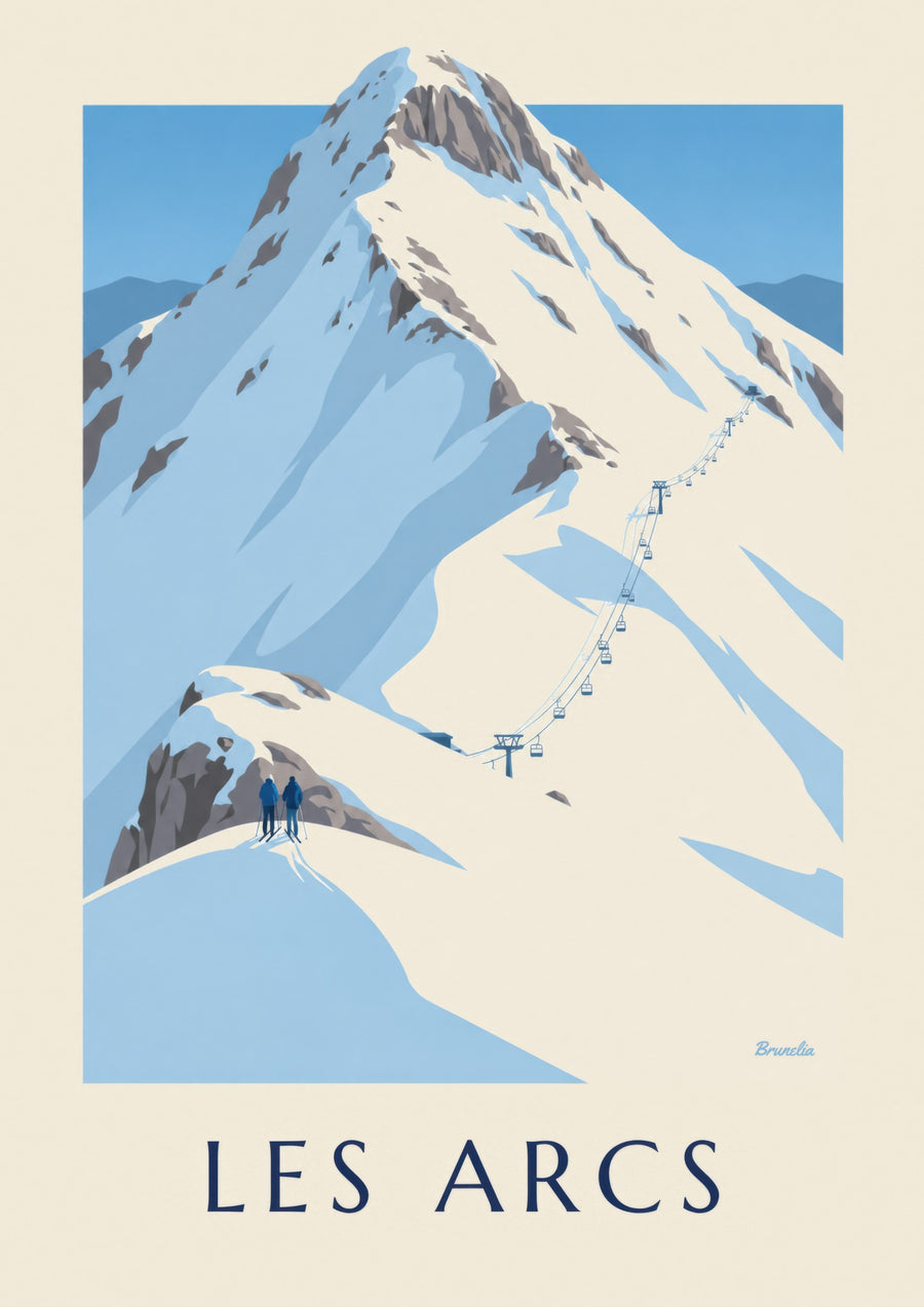 Poster Les Arcs, verschneiter Berg | Brunelia