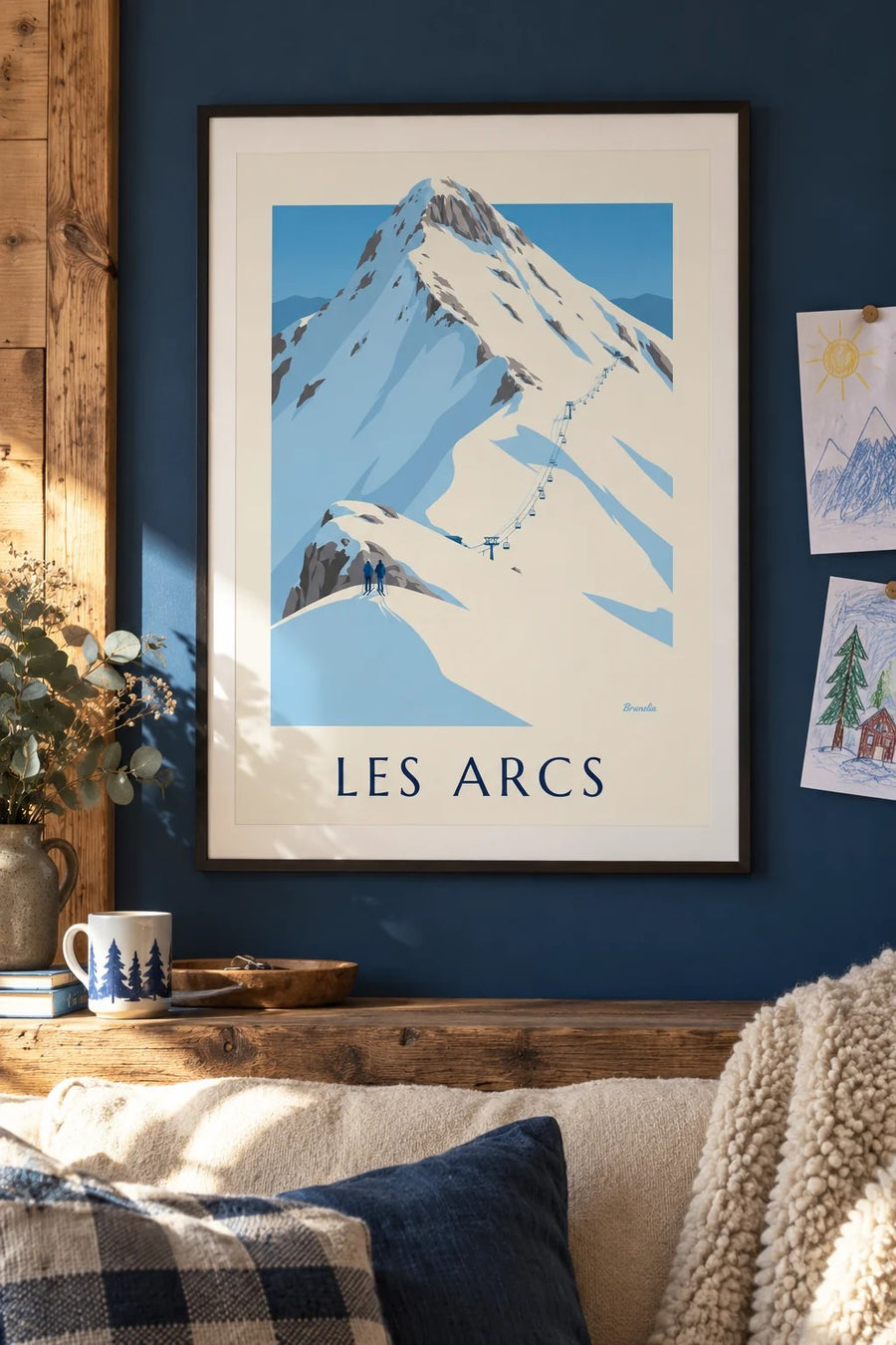 Affiche Les Arcs, montagne enneigée | Brunelia : encadrée au mur