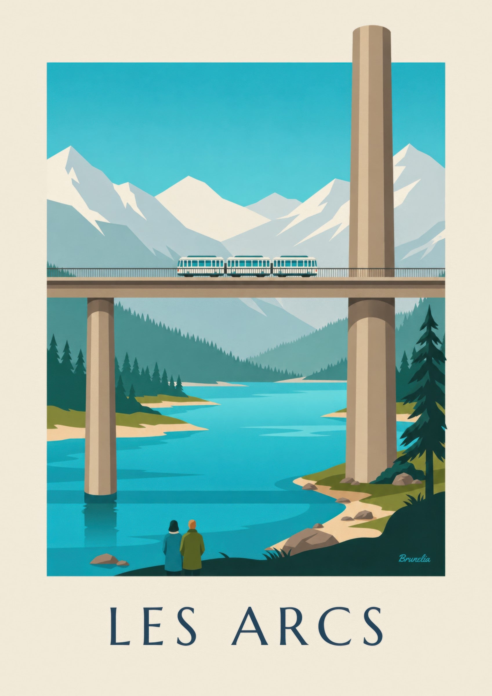 Affiche Les Arcs, funiculaire sur viaduc: Detail in Nahaufnahme