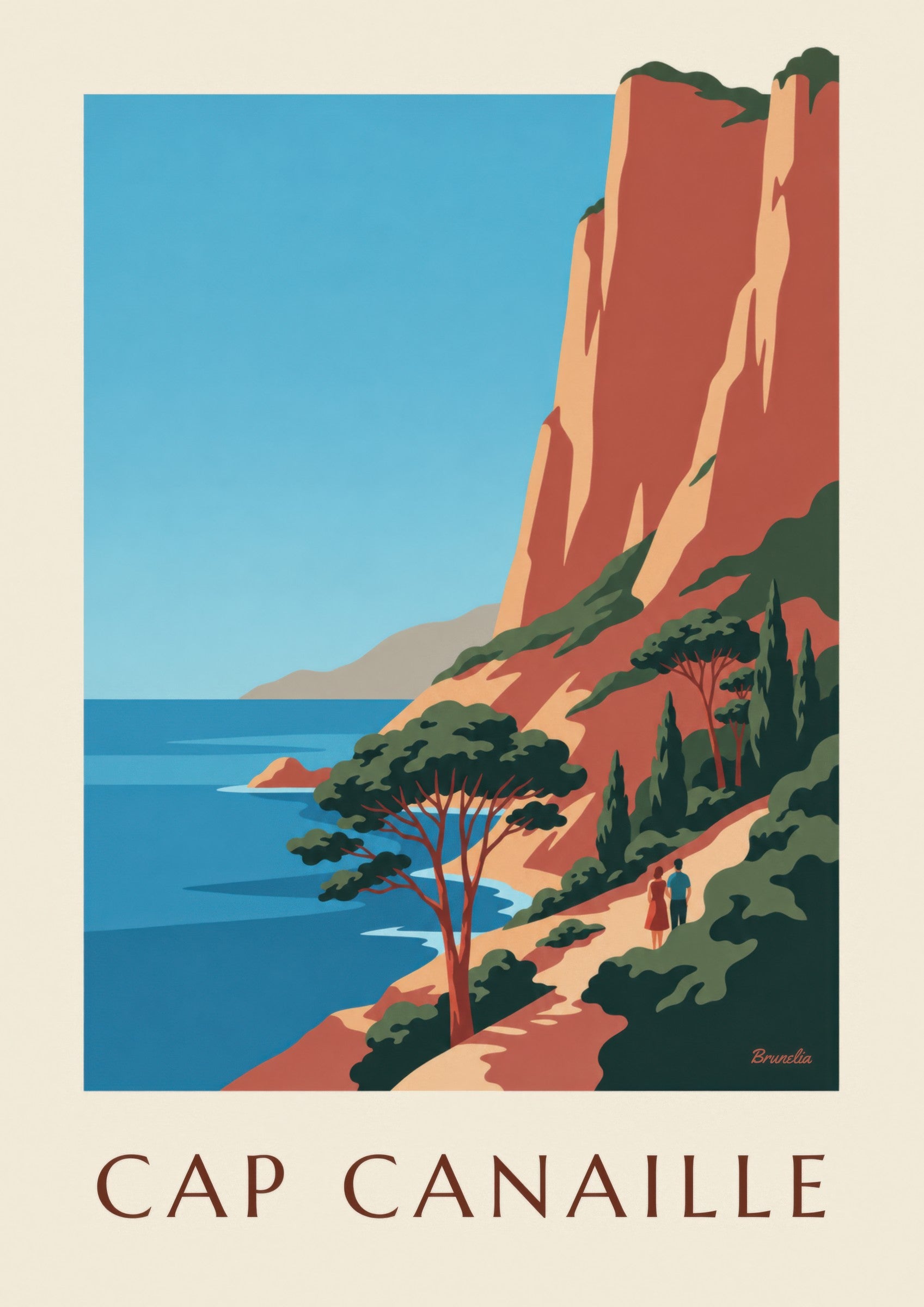 Affiche Cap Canaille, falaises rouges et mer bleue: Detail in Nahaufnahme