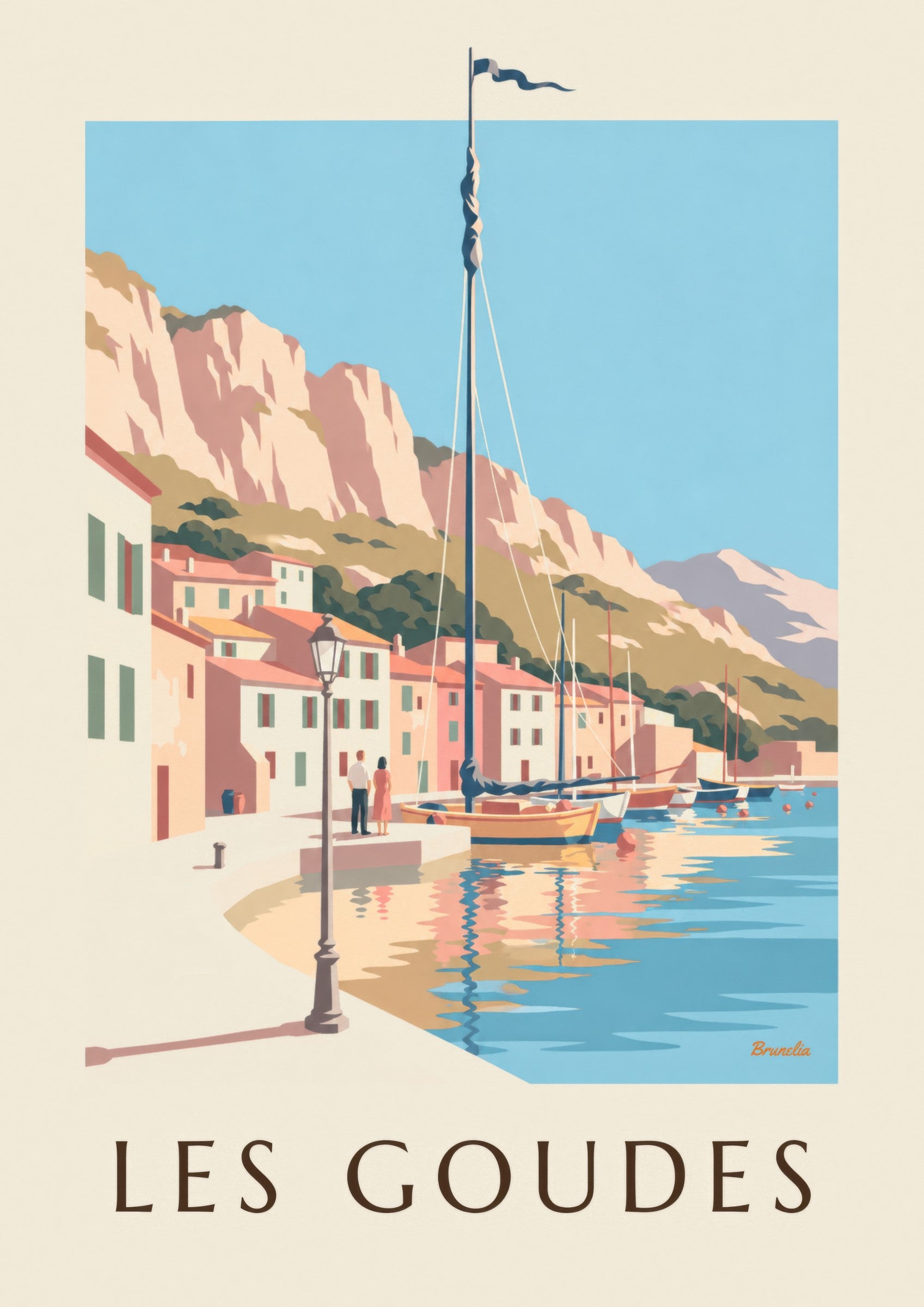 Affiche port des Goudes au coucher du soleil: Detail in Nahaufnahme