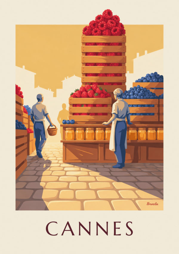 Poster Forville-Markt in Cannes mit roten Früchten