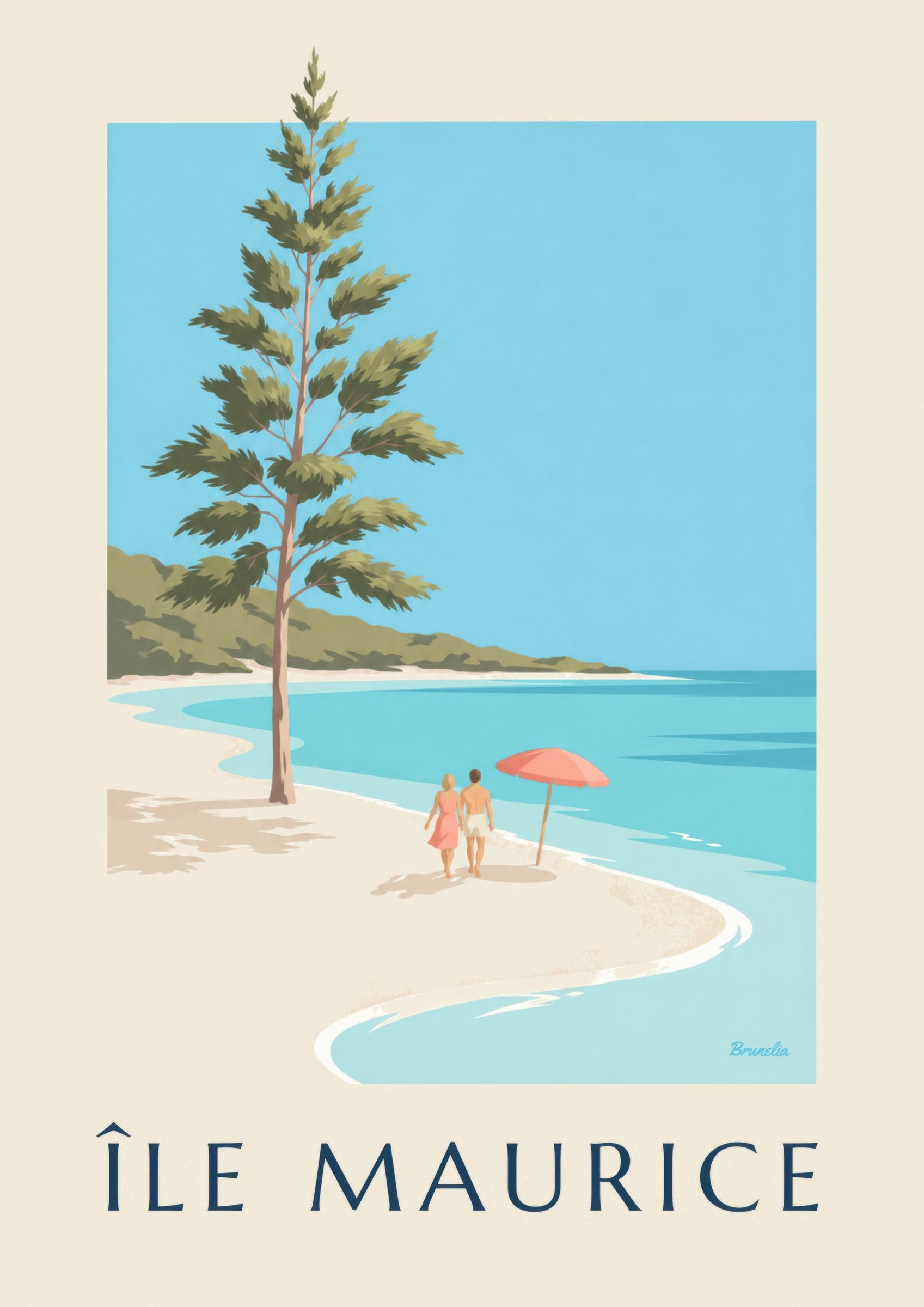 Poster Mauritius, Blue-Bay-Strand (Titel ÎLE MAURICE): Detail in Nahaufnahme