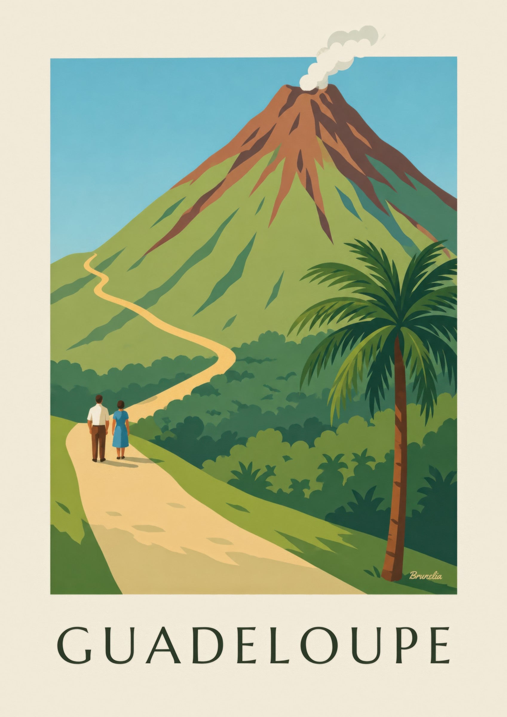 Poster Guadeloupe, Vulkan La Soufrière: Detail in Nahaufnahme