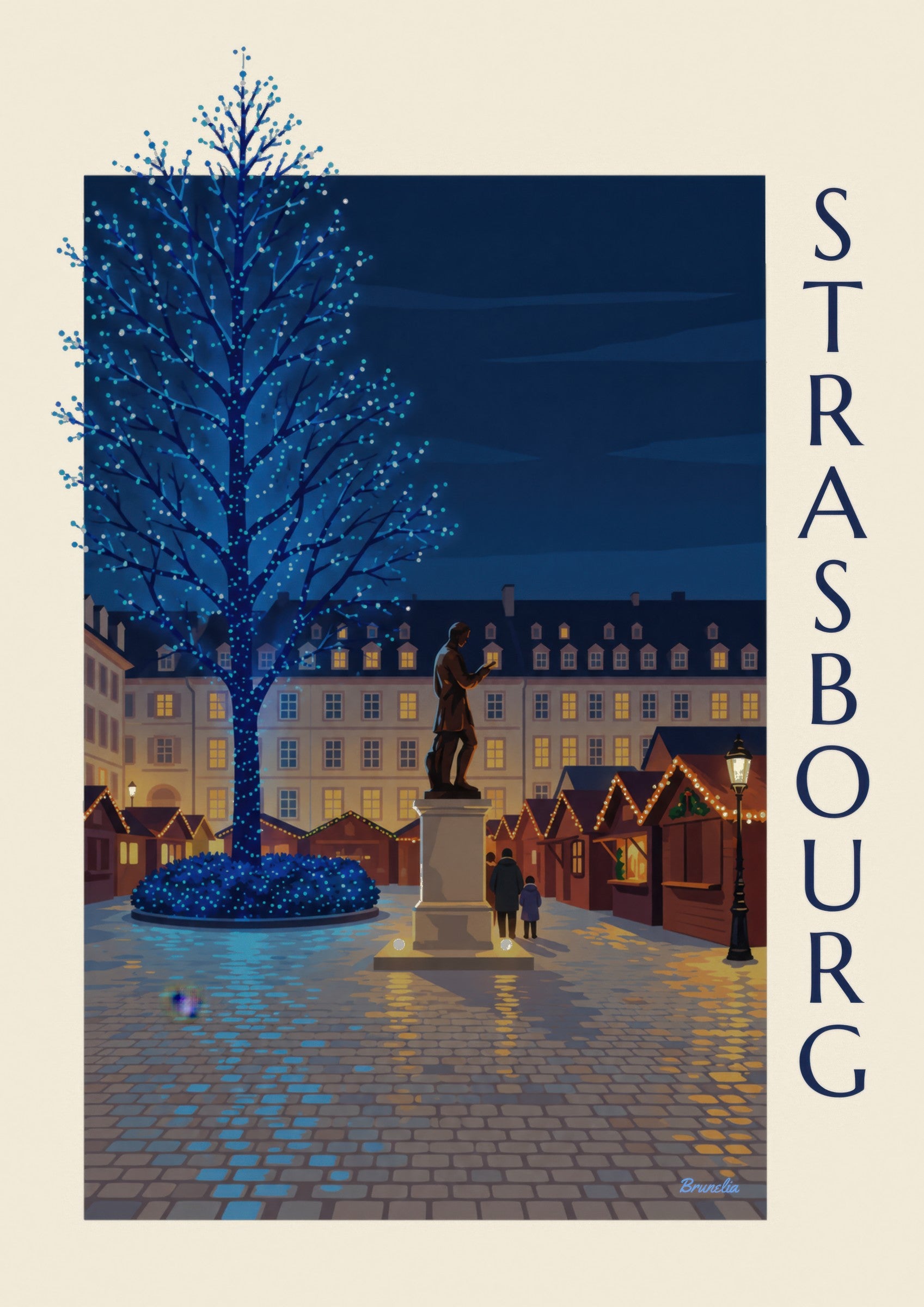 Affiche Noël à Strasbourg, place Gutenberg: Detail in Nahaufnahme