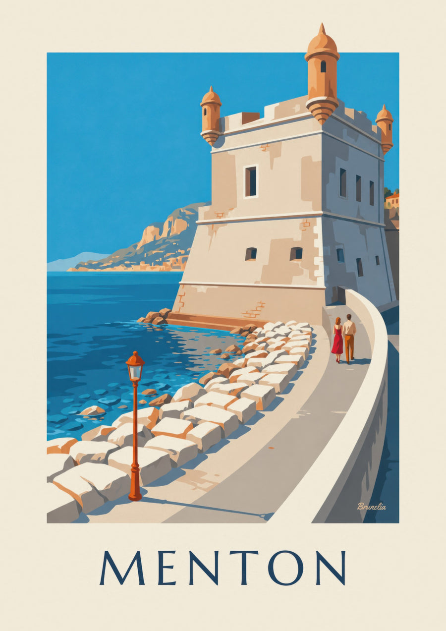 Poster der Bastion am alten Hafen von Menton am Meer