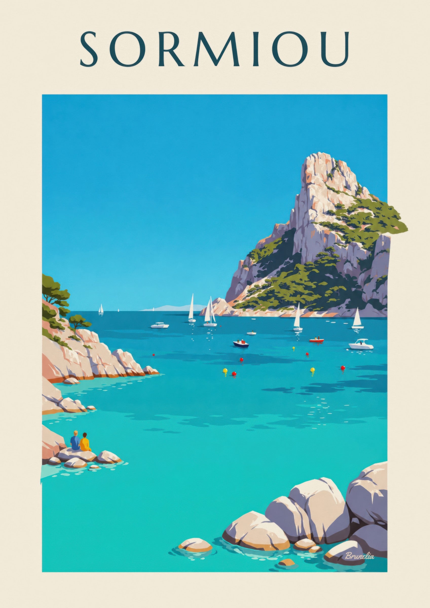 Affiche calanque de Sormiou à Marseille: Detail in Nahaufnahme