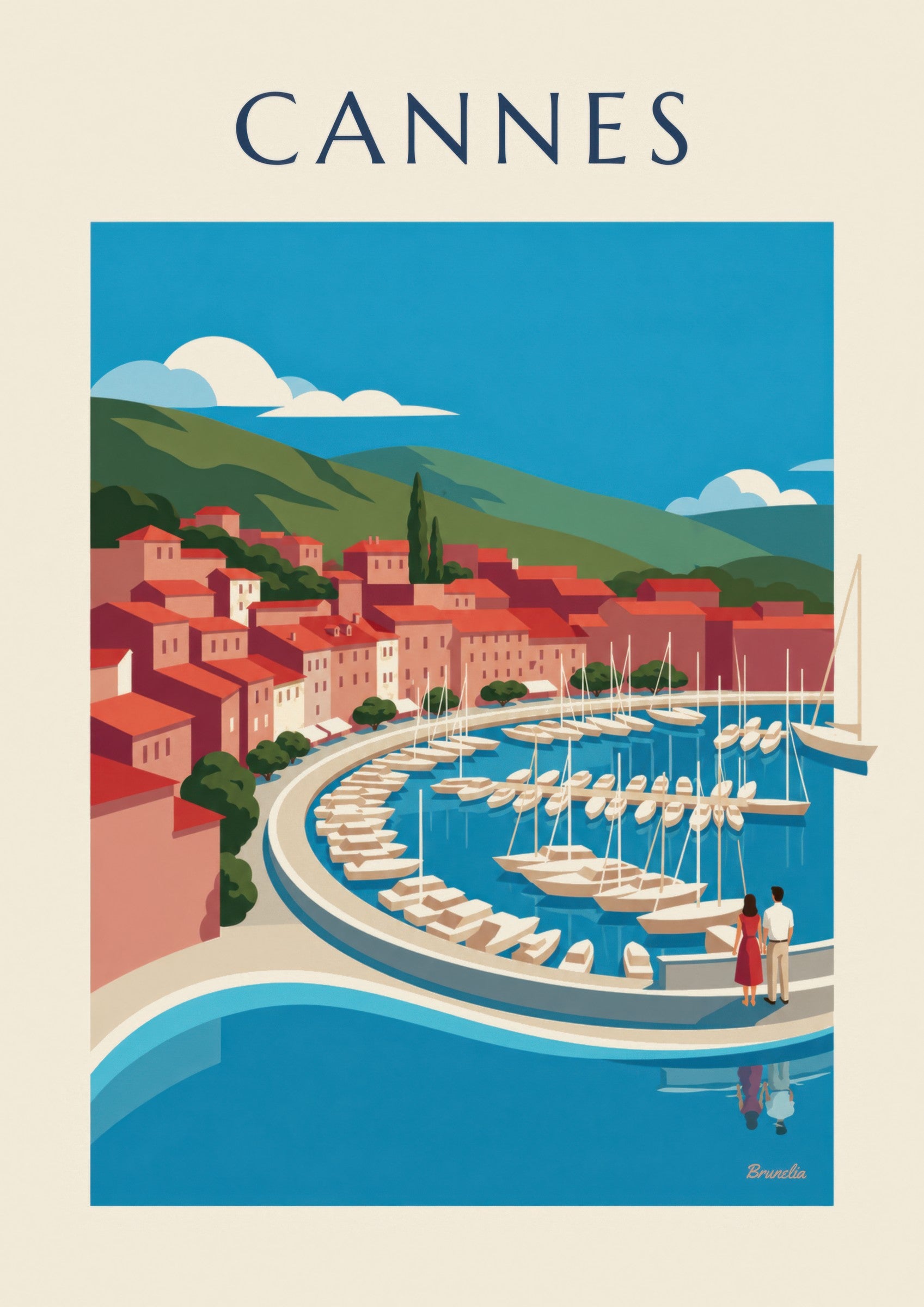 Affiche baie de Cannes vue du Suquet: Detail in Nahaufnahme
