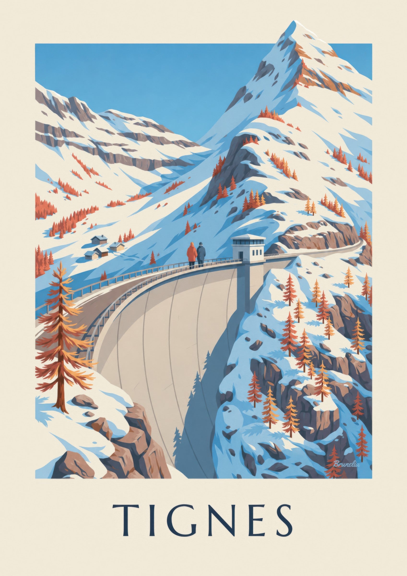 Affiche Tignes, le grand barrage en hiver: Detail in Nahaufnahme
