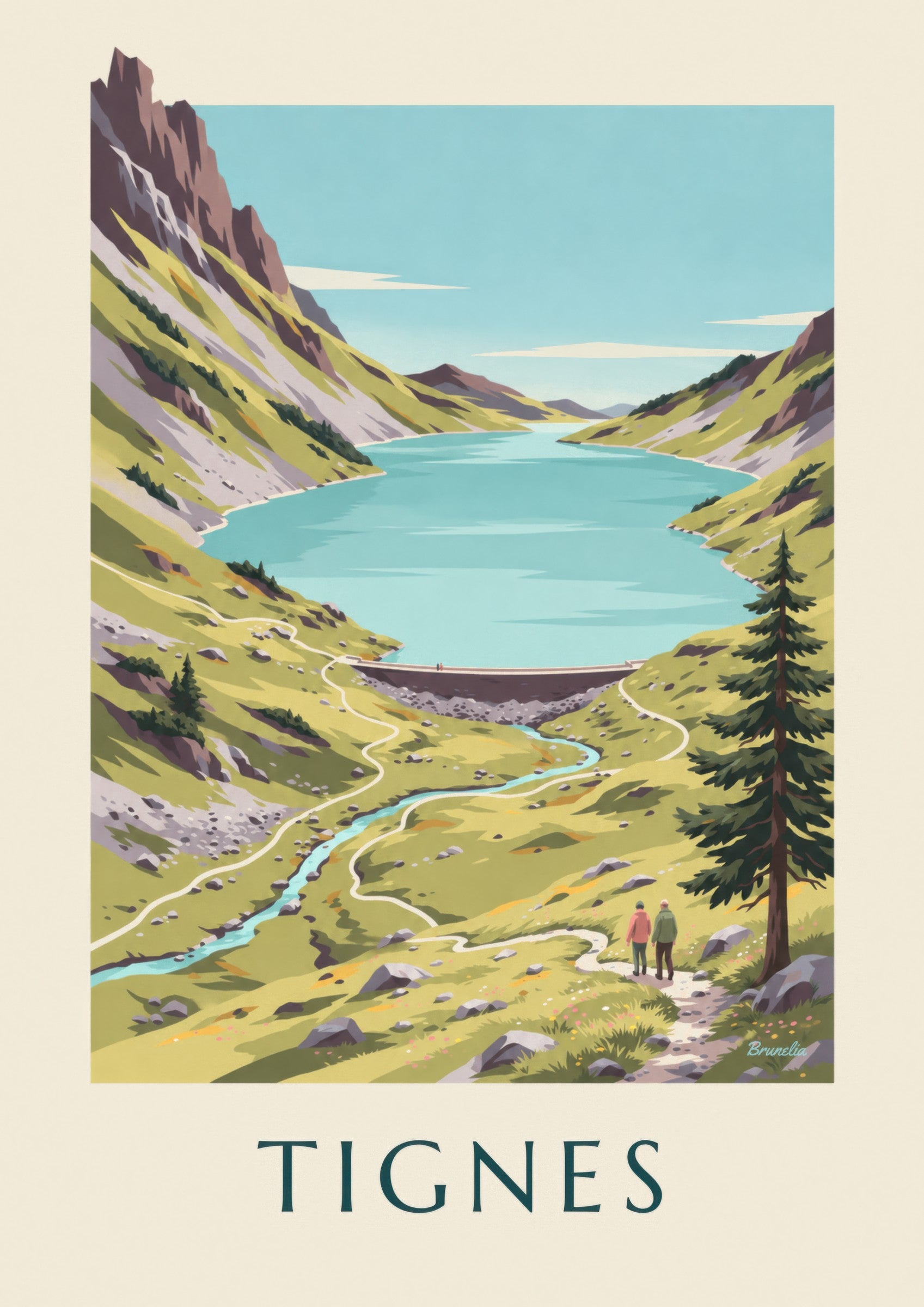 Affiche Tignes, lac turquoise de la Sassière: Detail in Nahaufnahme