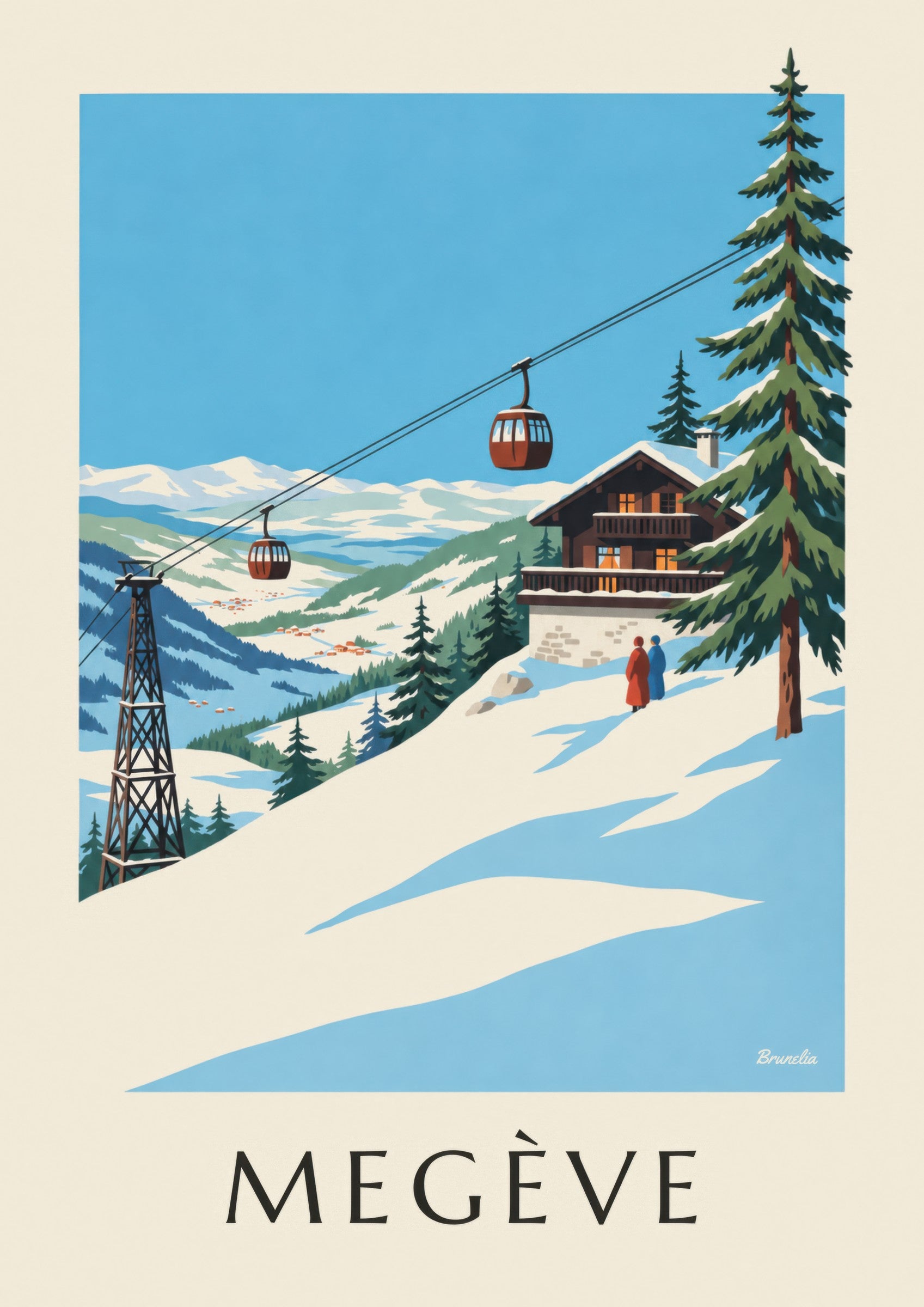 Affiche Megève, télécabine du Mont d'Arbois: Detail in Nahaufnahme