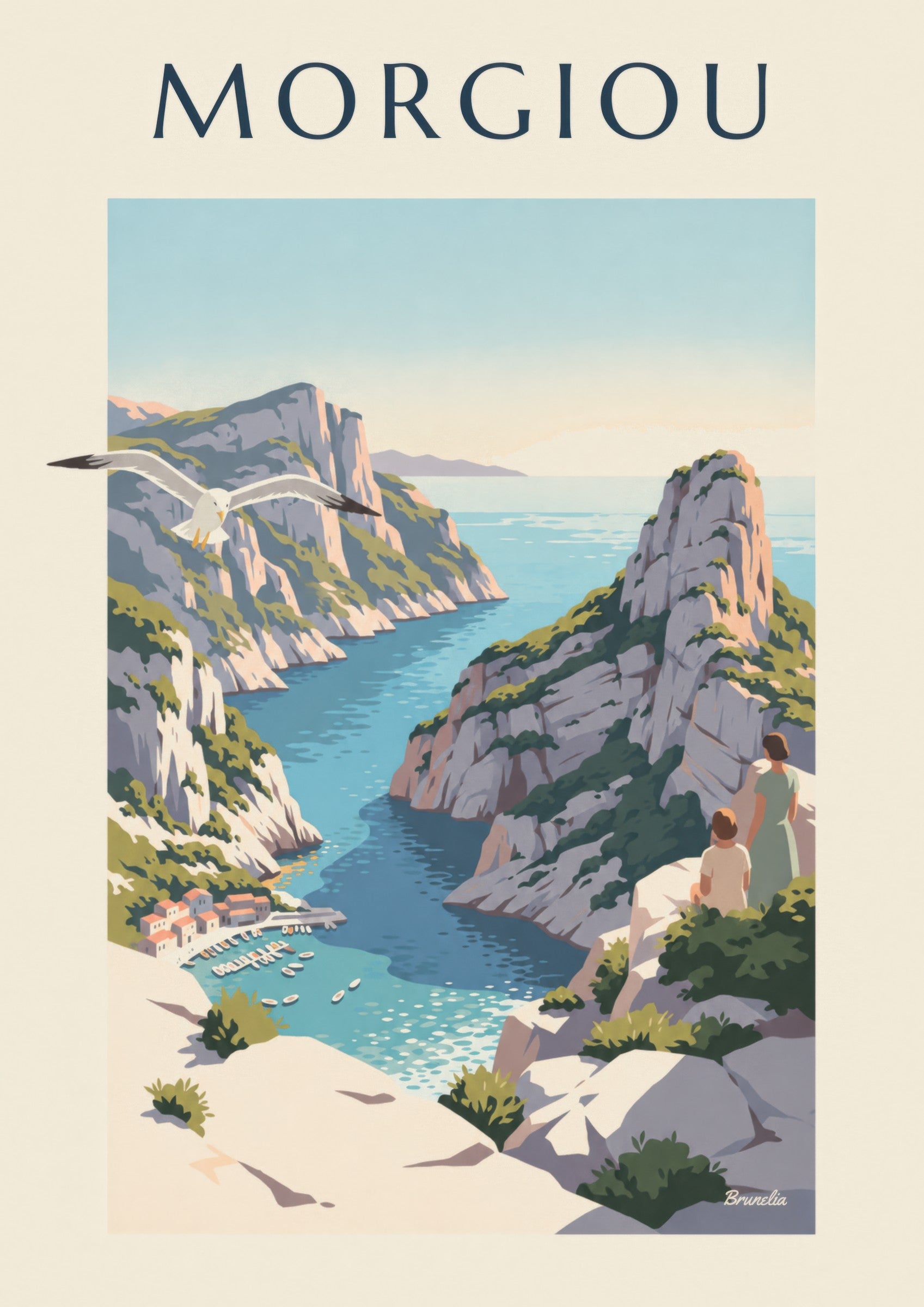 Affiche calanque de Morgiou à Marseille: Detail in Nahaufnahme