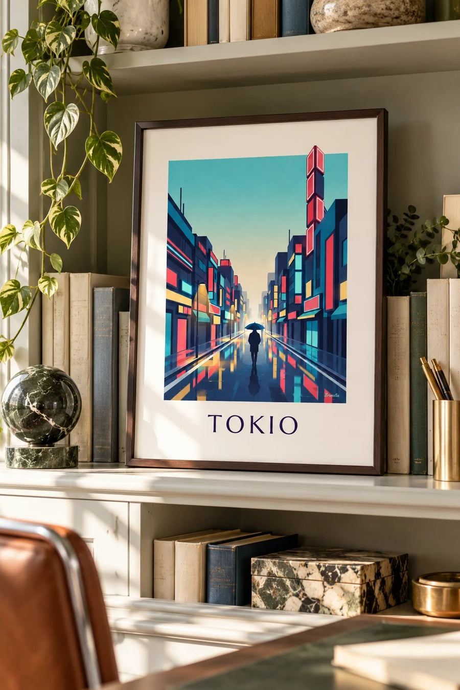Poster Regennacht und Neonlichter im Stadtteil Shinjuku in Tokio: kleines A4-Format im Rahmen