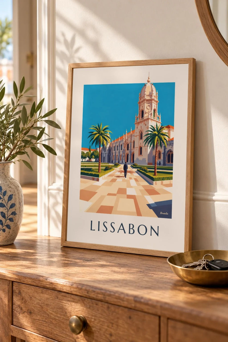 Poster Hieronymus-Kloster in Belém, Lissabon: kleines A4-Format, gerahmt