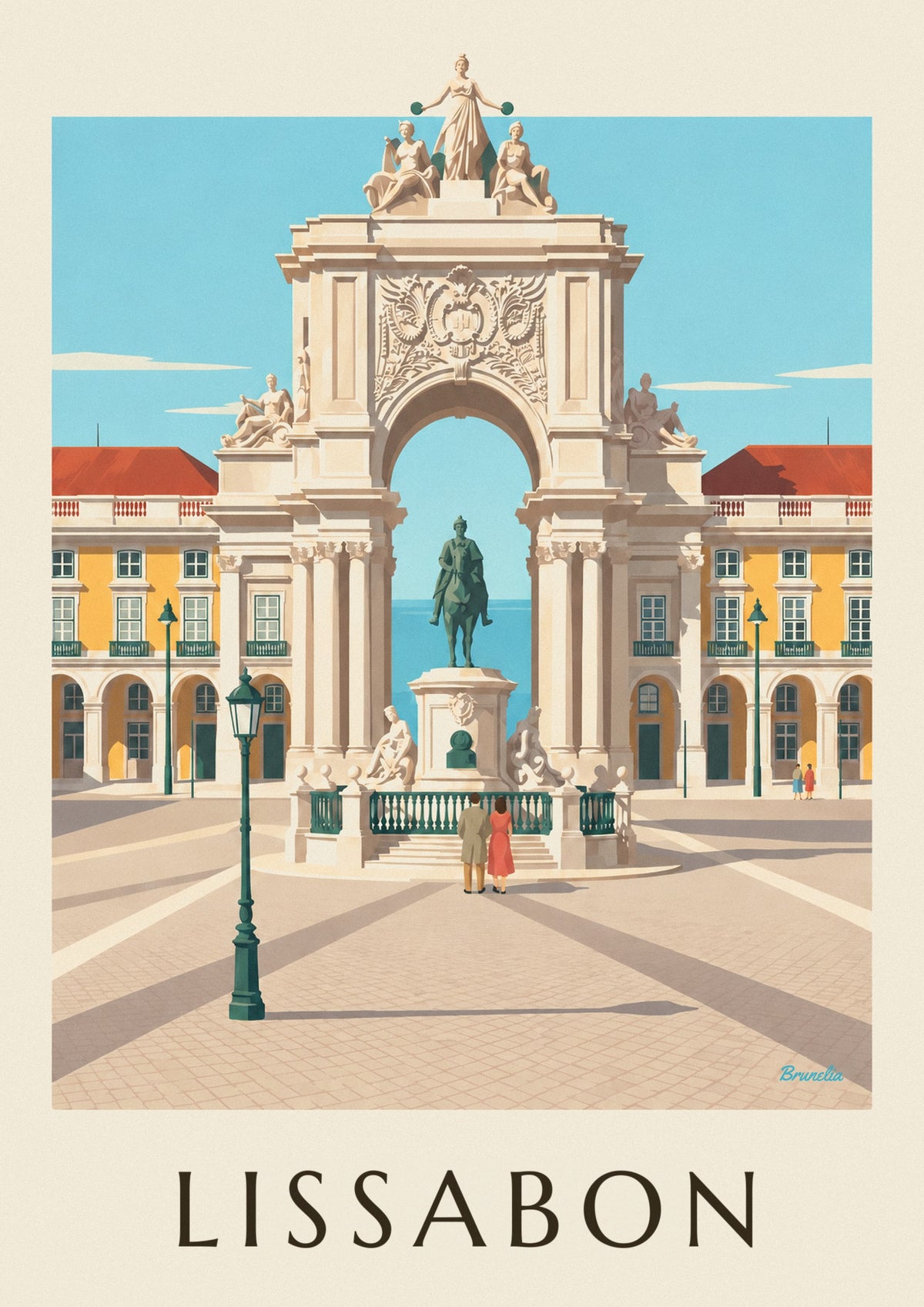 Poster Praça do Comércio und Arco da Rua Augusta in Lissabon