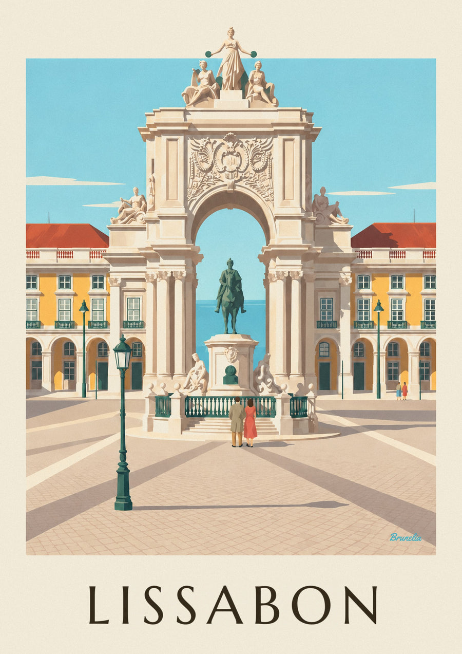 Poster Praça do Comércio und Arco da Rua Augusta in Lissabon