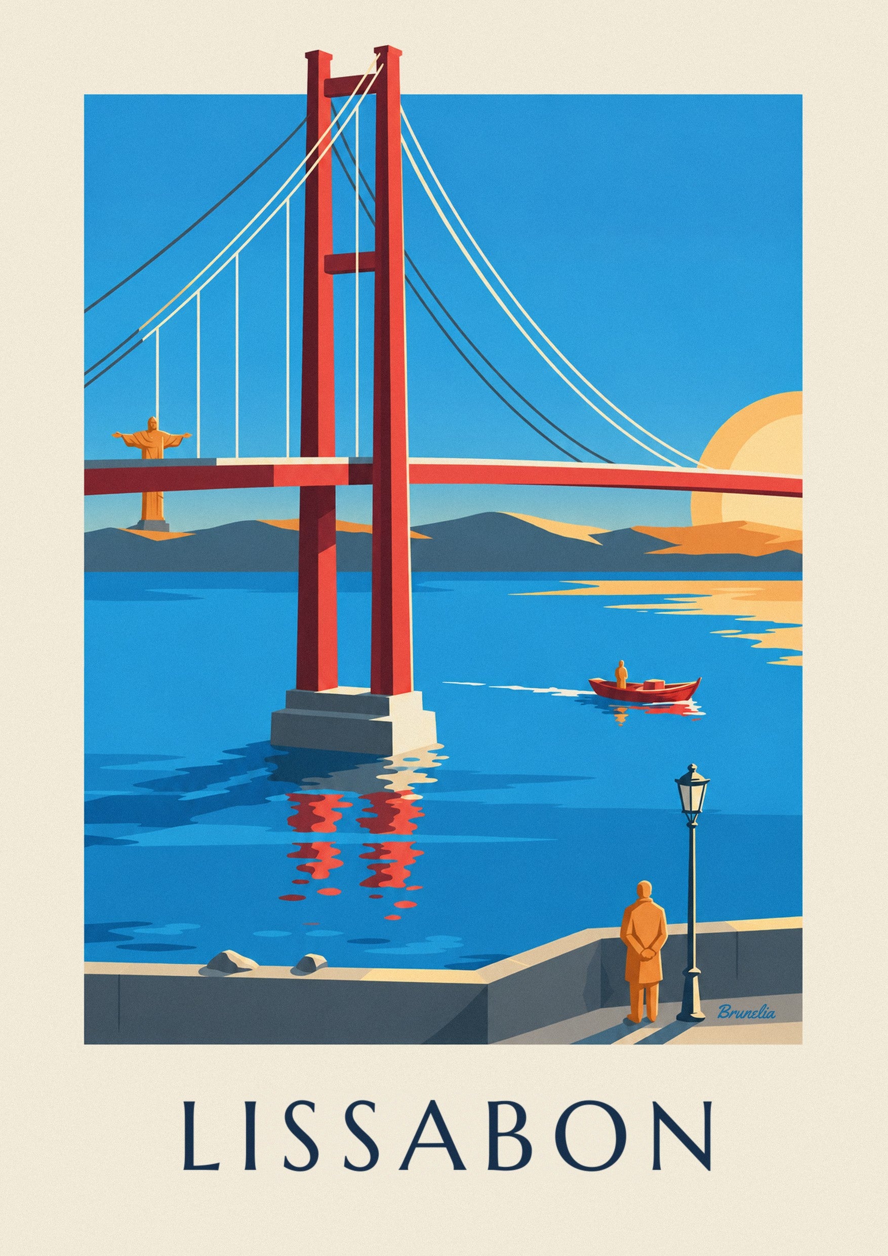 Poster Ponte 25 de Abril über den Tejo in Lissabon: Detail in Nahaufnahme