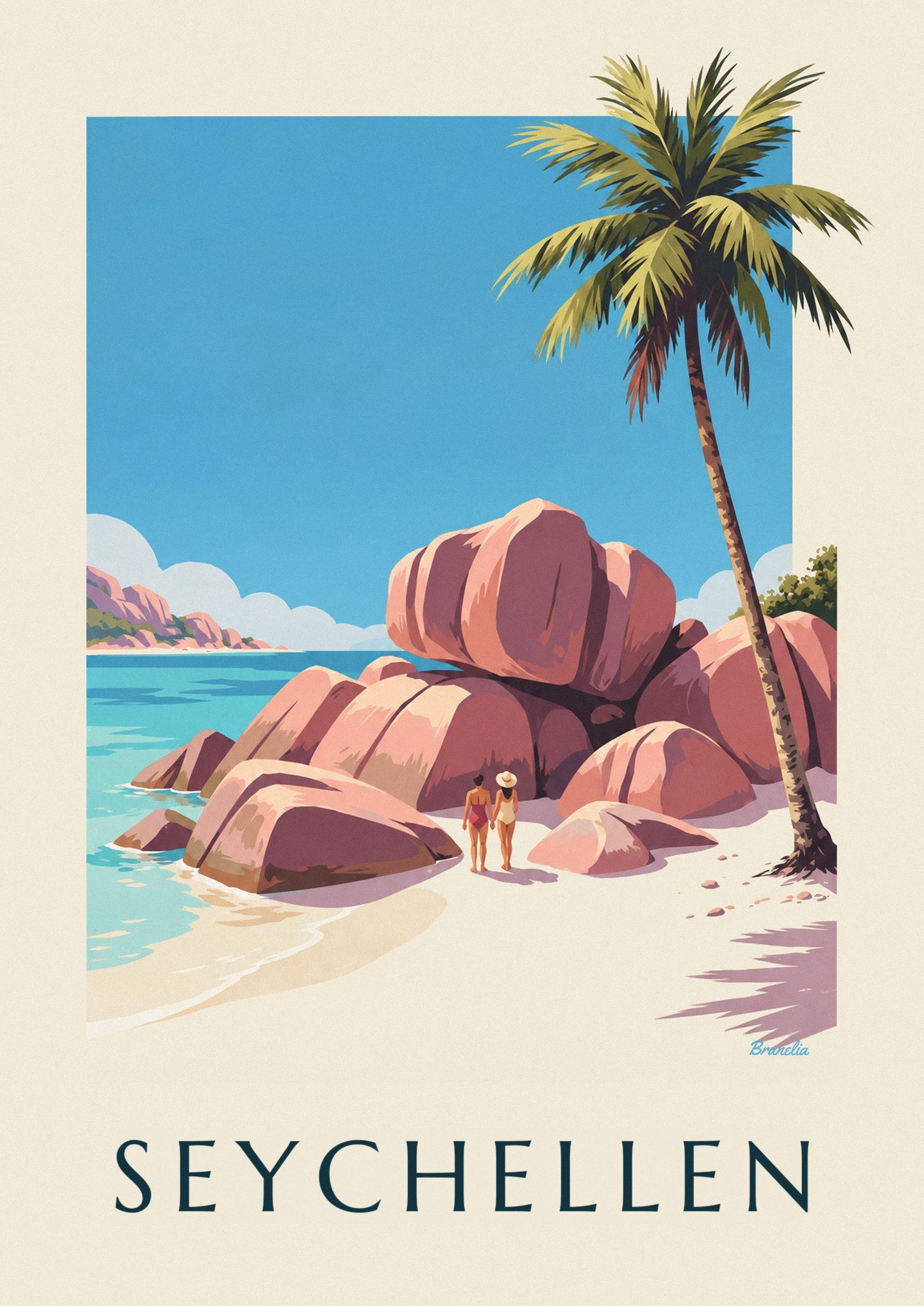 Poster Anse Source d’Argent auf La Digue, Seychellen: Detail in Nahaufnahme
