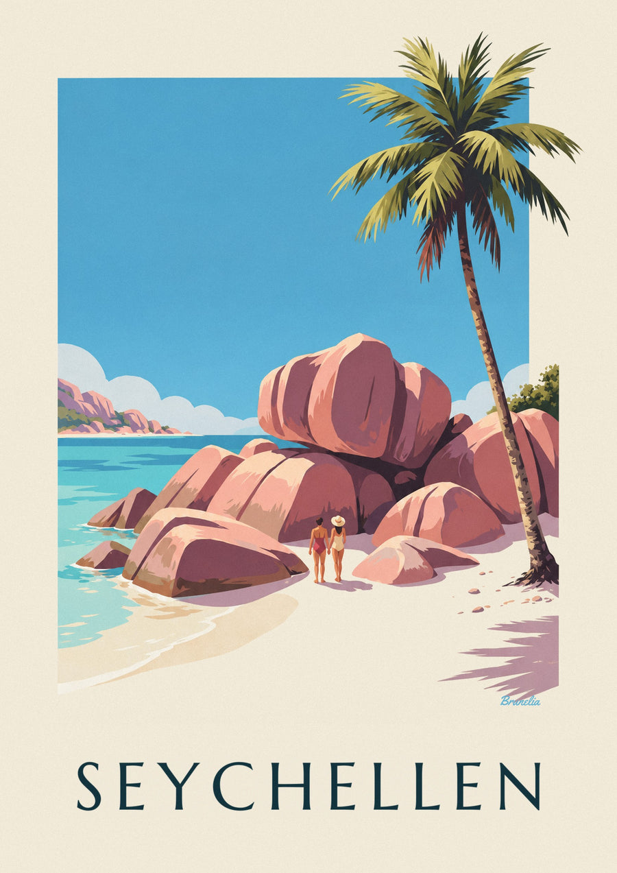 Poster Anse Source d’Argent auf La Digue, Seychellen