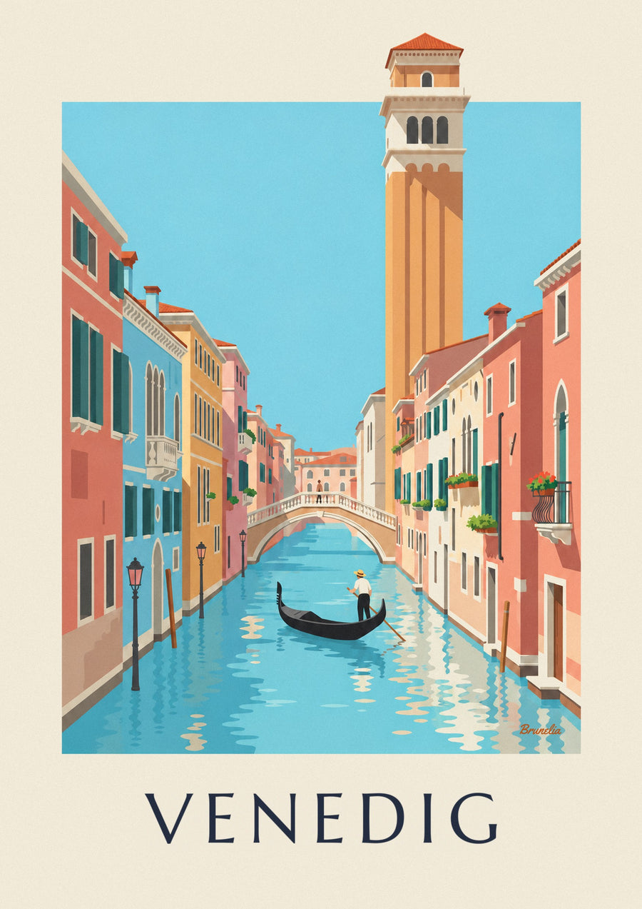 Poster Gondoliere auf einem Kanal in Venedig