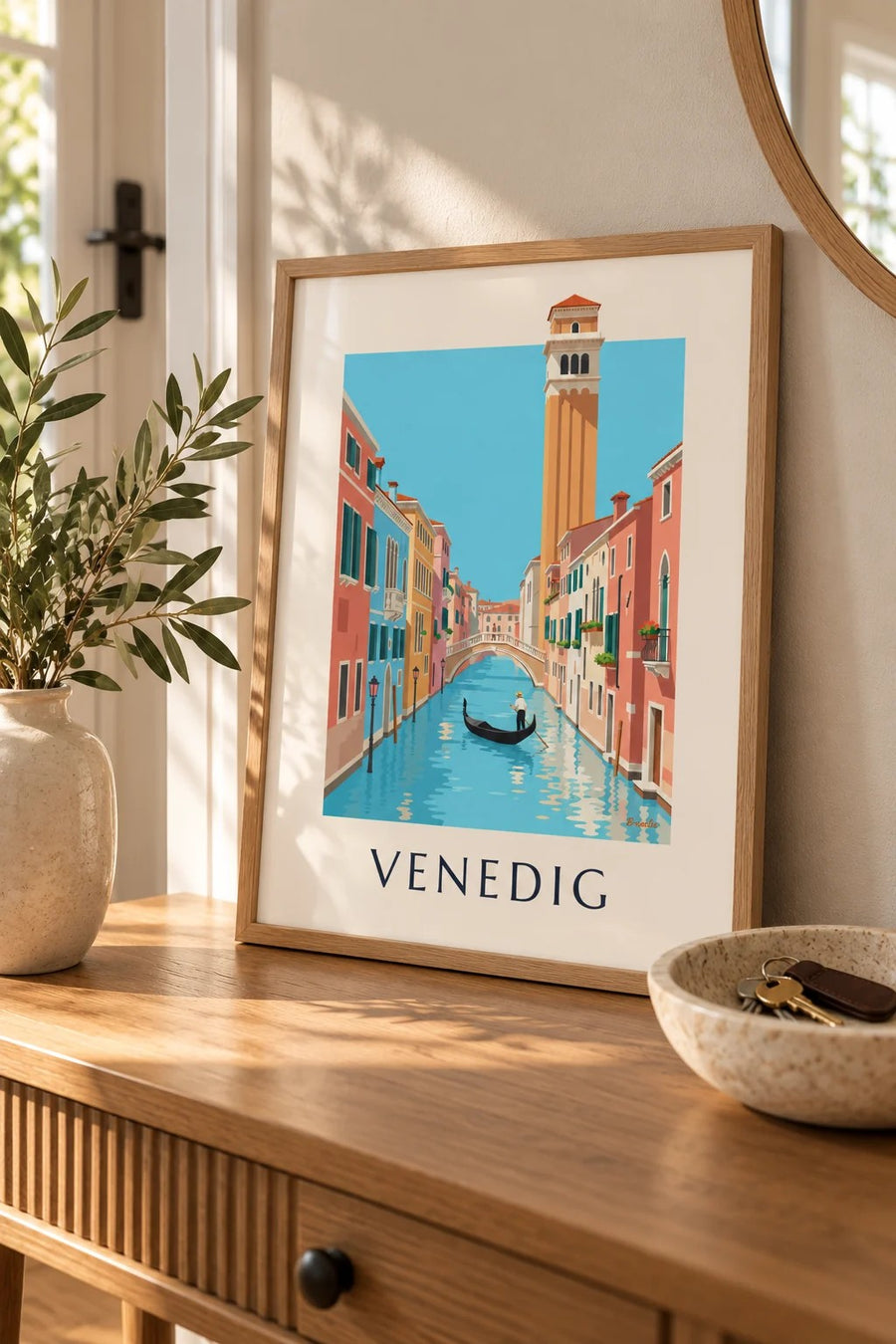 Poster Gondoliere auf einem Kanal in Venedig: kleines A4-Format, gerahmt