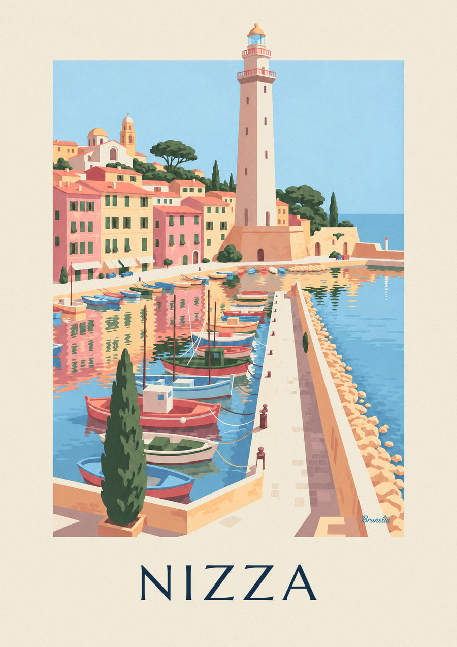 Poster Hafen Lympia in Nizza mit seinen Booten