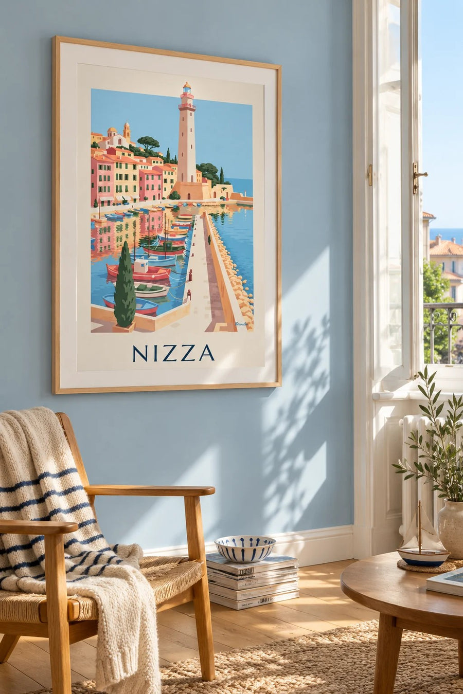 Poster Hafen Lympia in Nizza mit seinen Booten: gerahmt an der Wand
