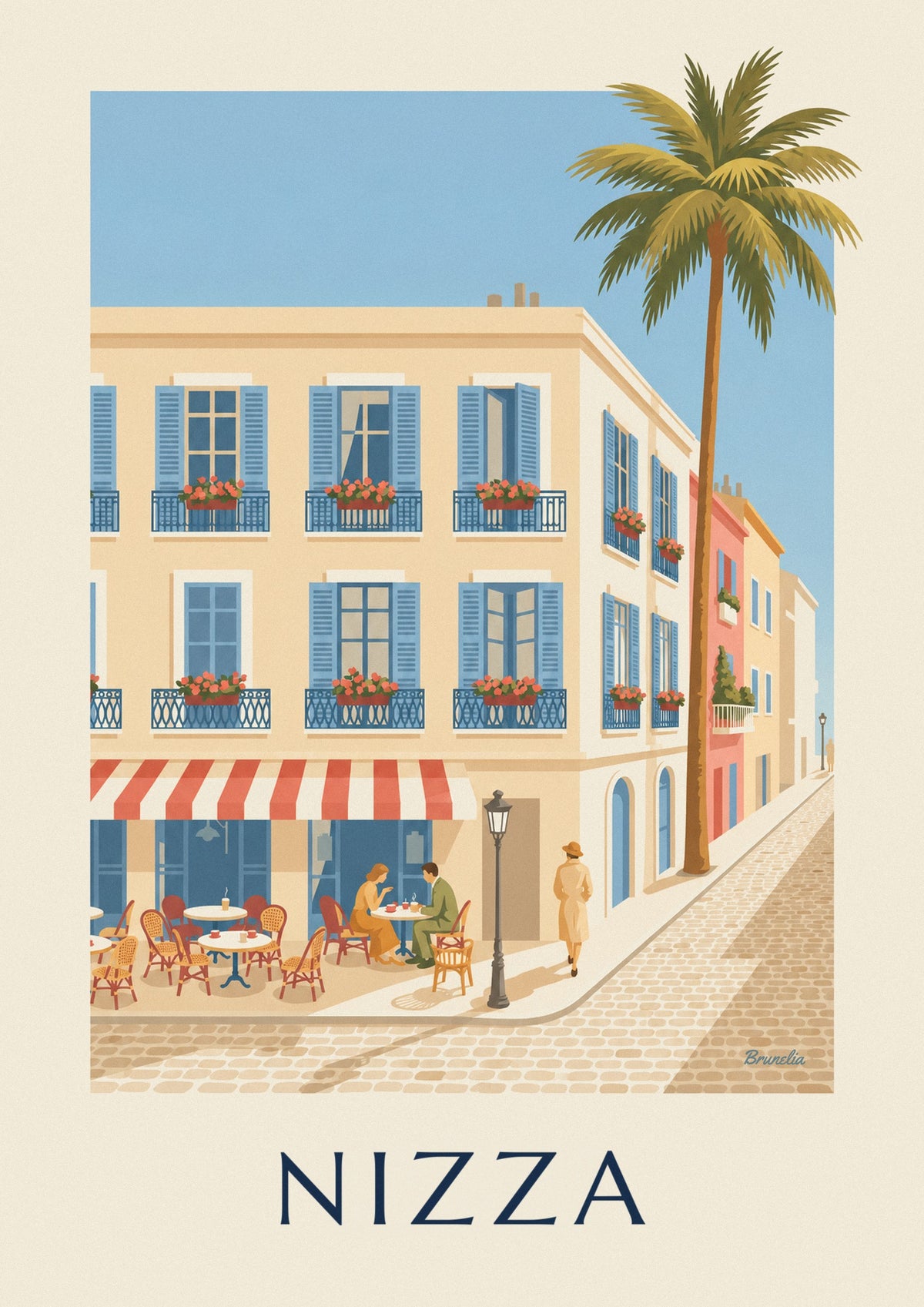 Poster Terrasse und schmiedeeiserne Balkone in Nizza