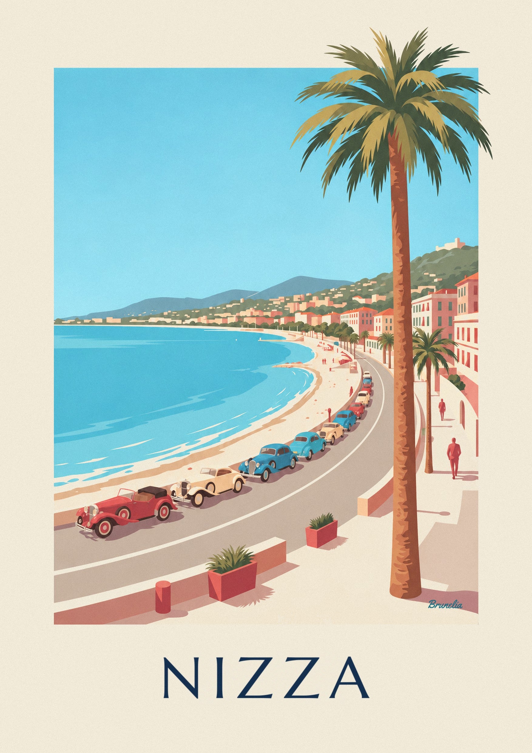 Poster Oldtimer auf der Promenade des Anglais in Nizza: Detail in Nahaufnahme
