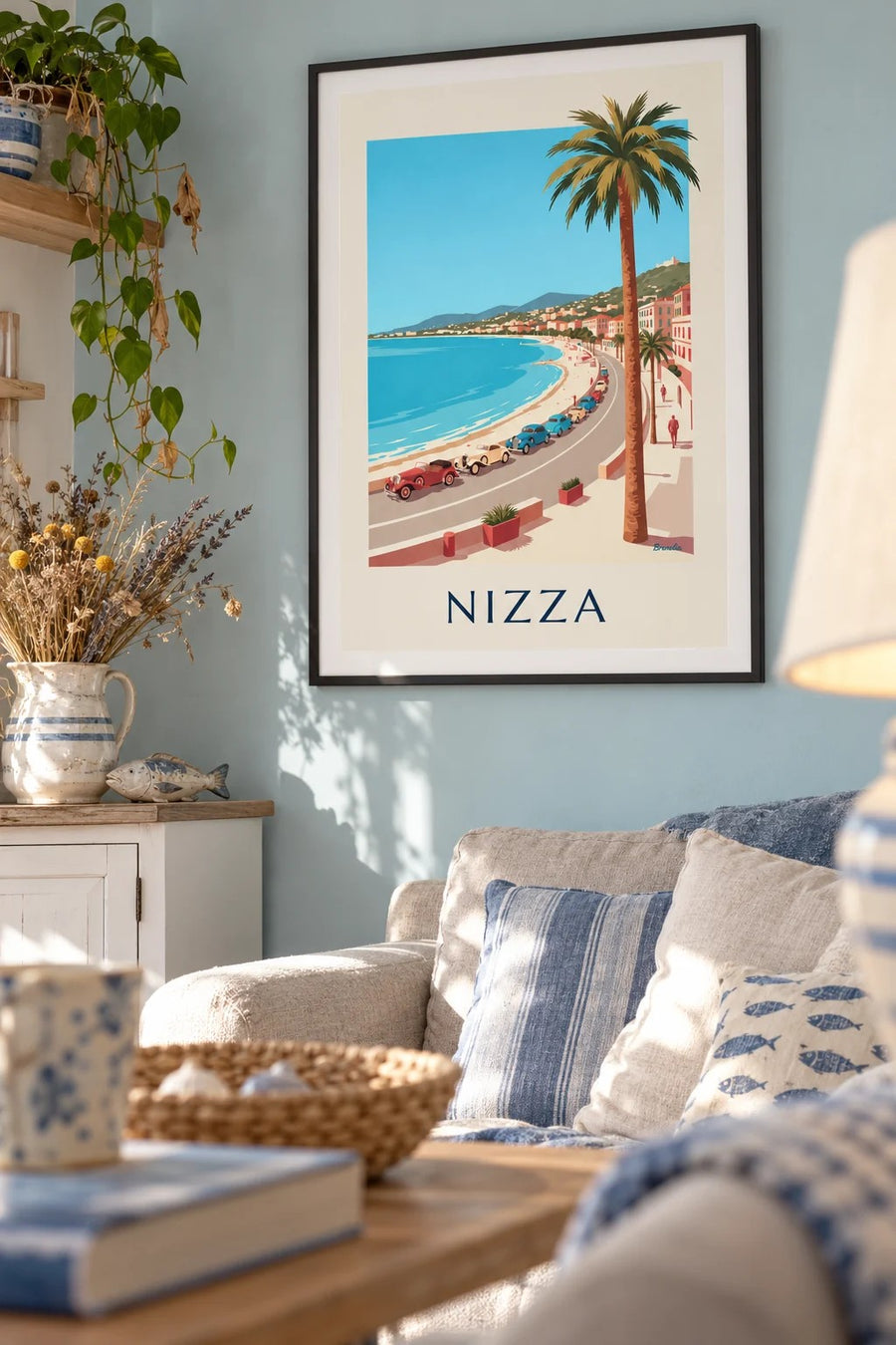 Poster Oldtimer auf der Promenade des Anglais in Nizza: gerahmt an der Wand