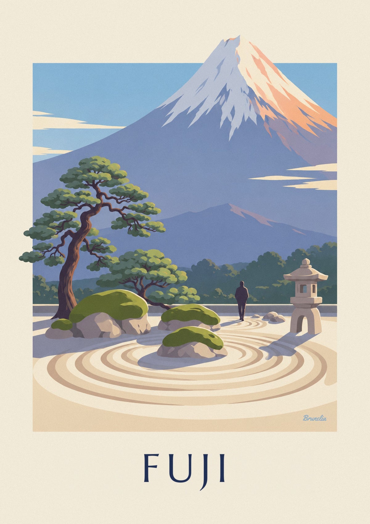 Poster japanischer Zen-Garten vor dem Fuji