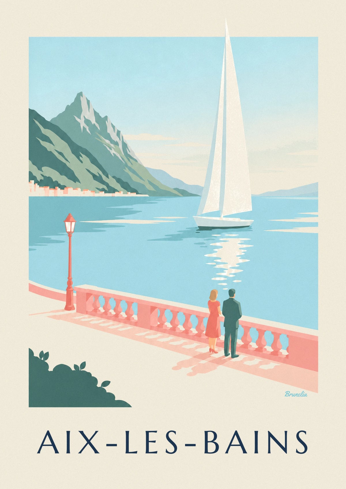 Affiche voilier sur le lac du Bourget à Aix-les-Bains