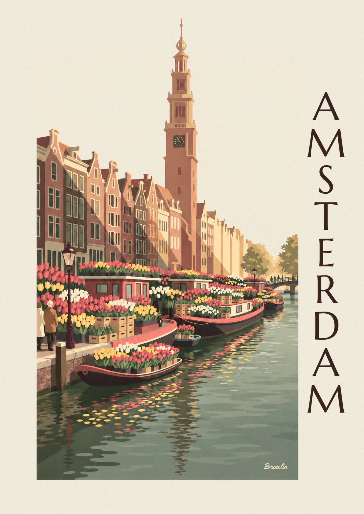 Affiche marché aux fleurs du Singel à Amsterdam
