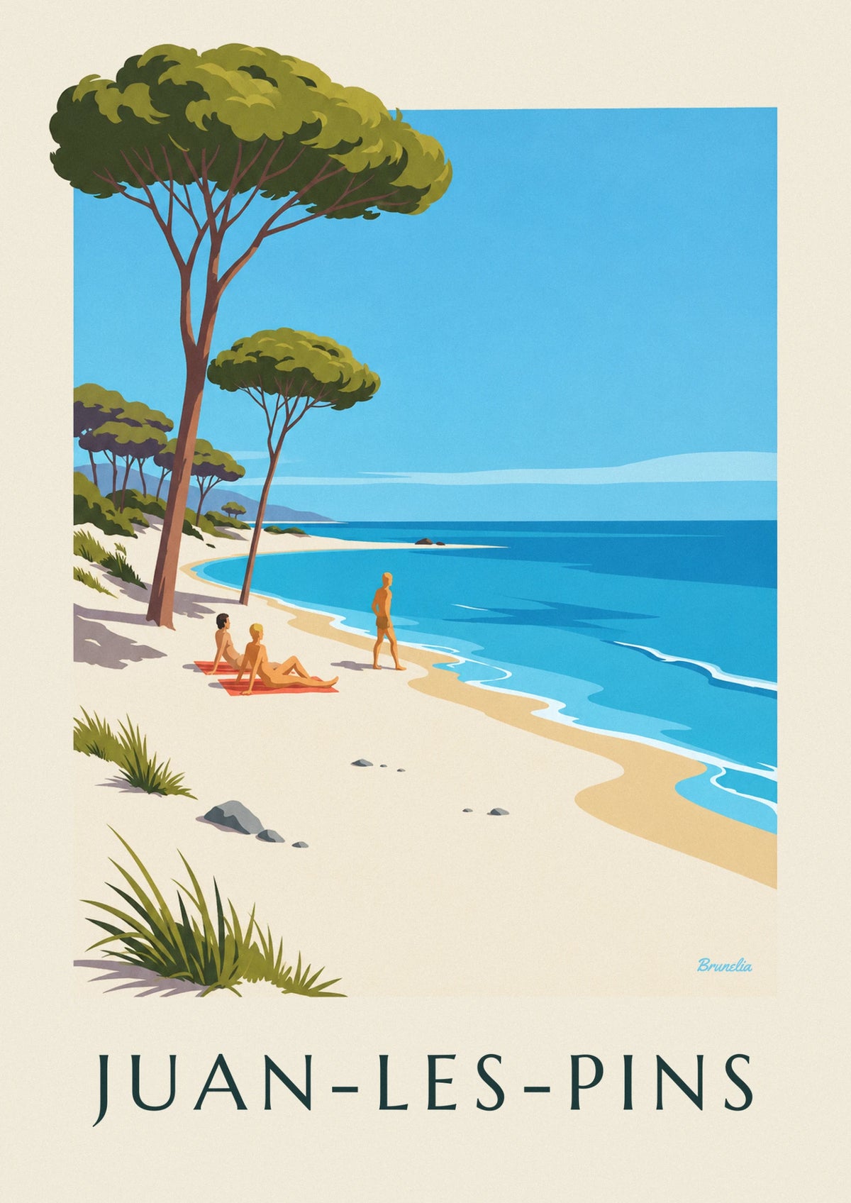 Affiche pinède et plage de Juan-les-Pins