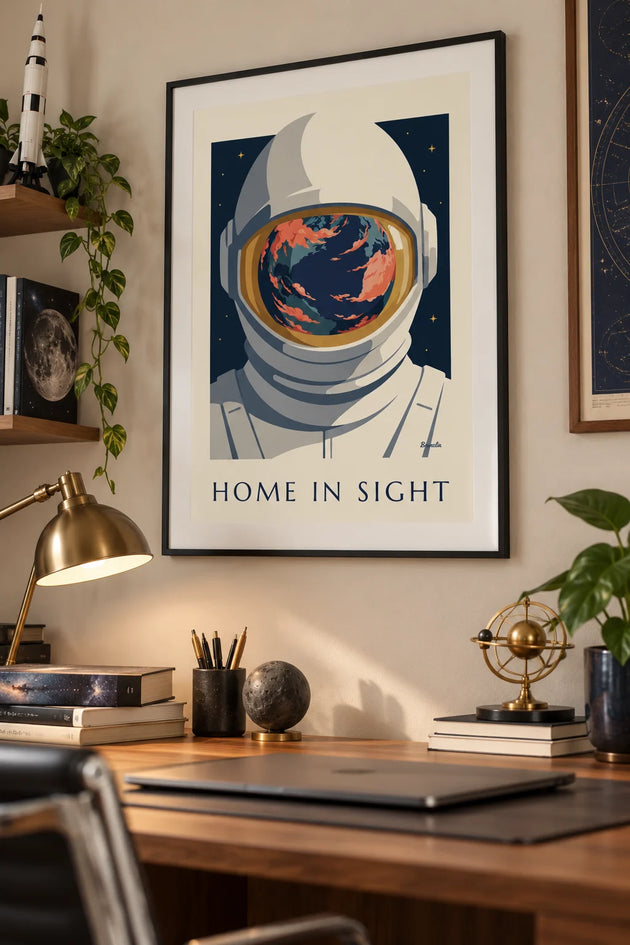 Gerahmtes Poster an der Wand in einem Wohnraum