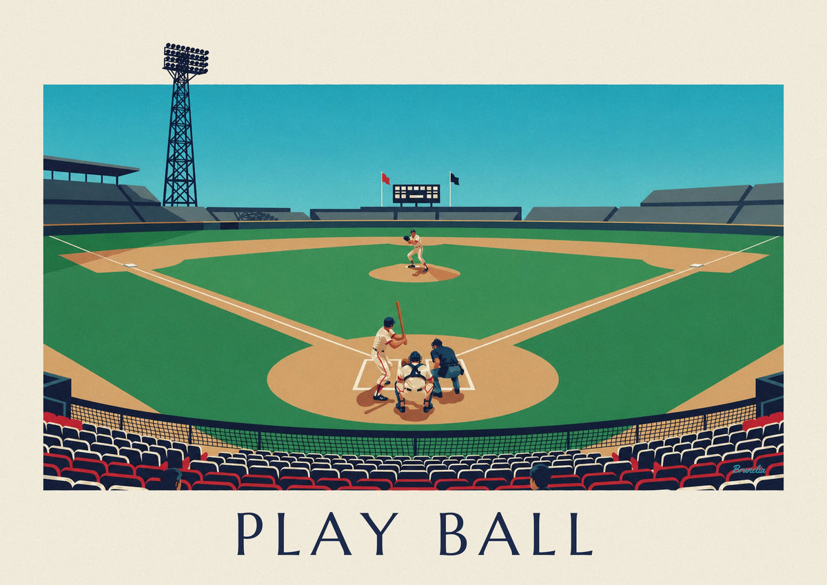 Affiche match de baseball vu des tribunes un après-midi