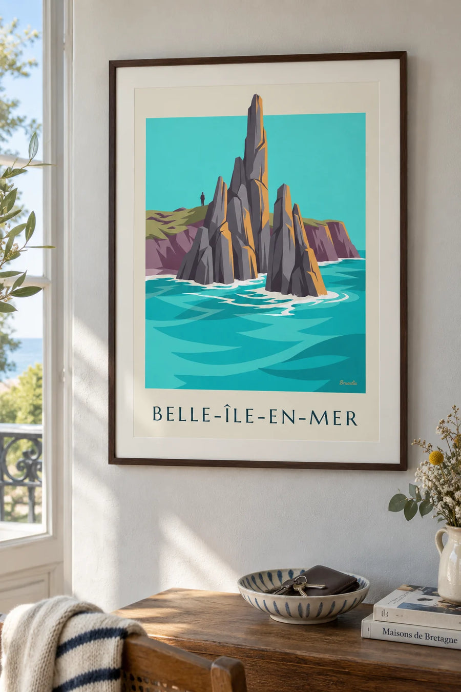 Port-Coton needles on Belle-Île-en-Mer poster: framed on the wall